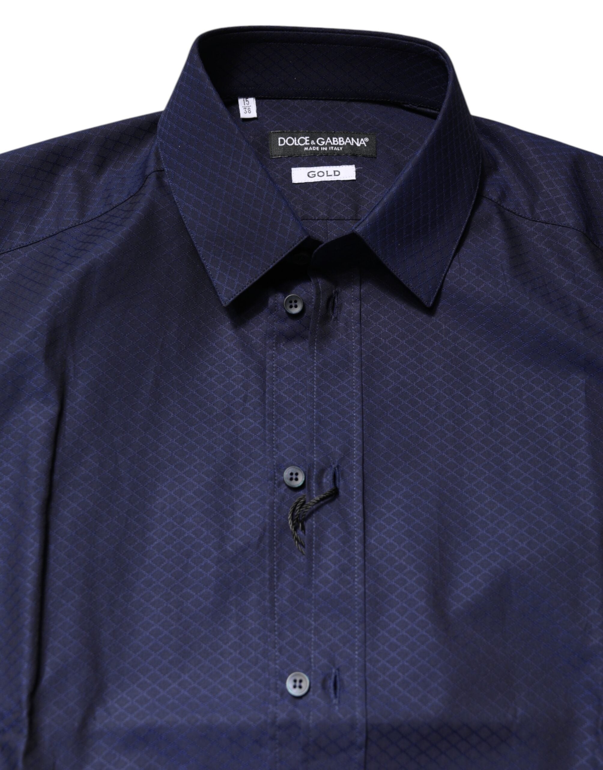 Dolce &amp; Gabbana Blau GOLD Baumwolle Langarm Herren Hemd