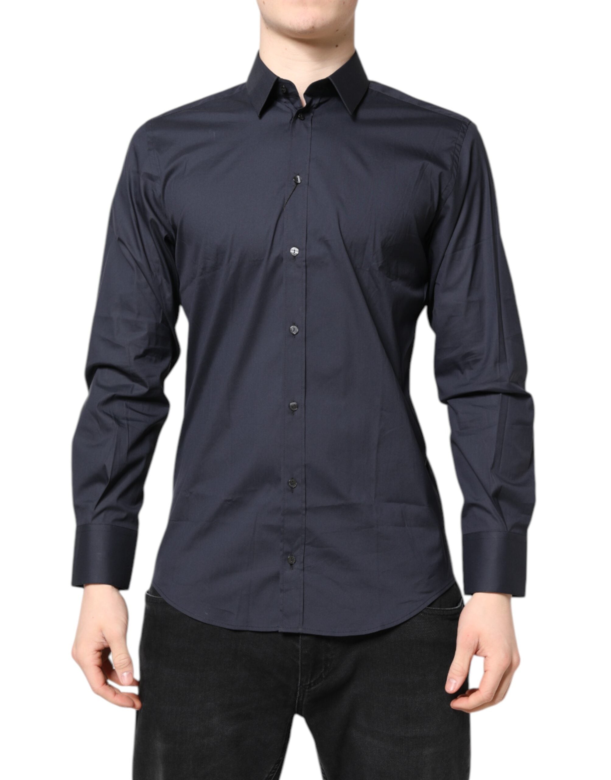 Dolce &amp; Gabbana Dunkelblaues MARTINI-Baumwollhemd