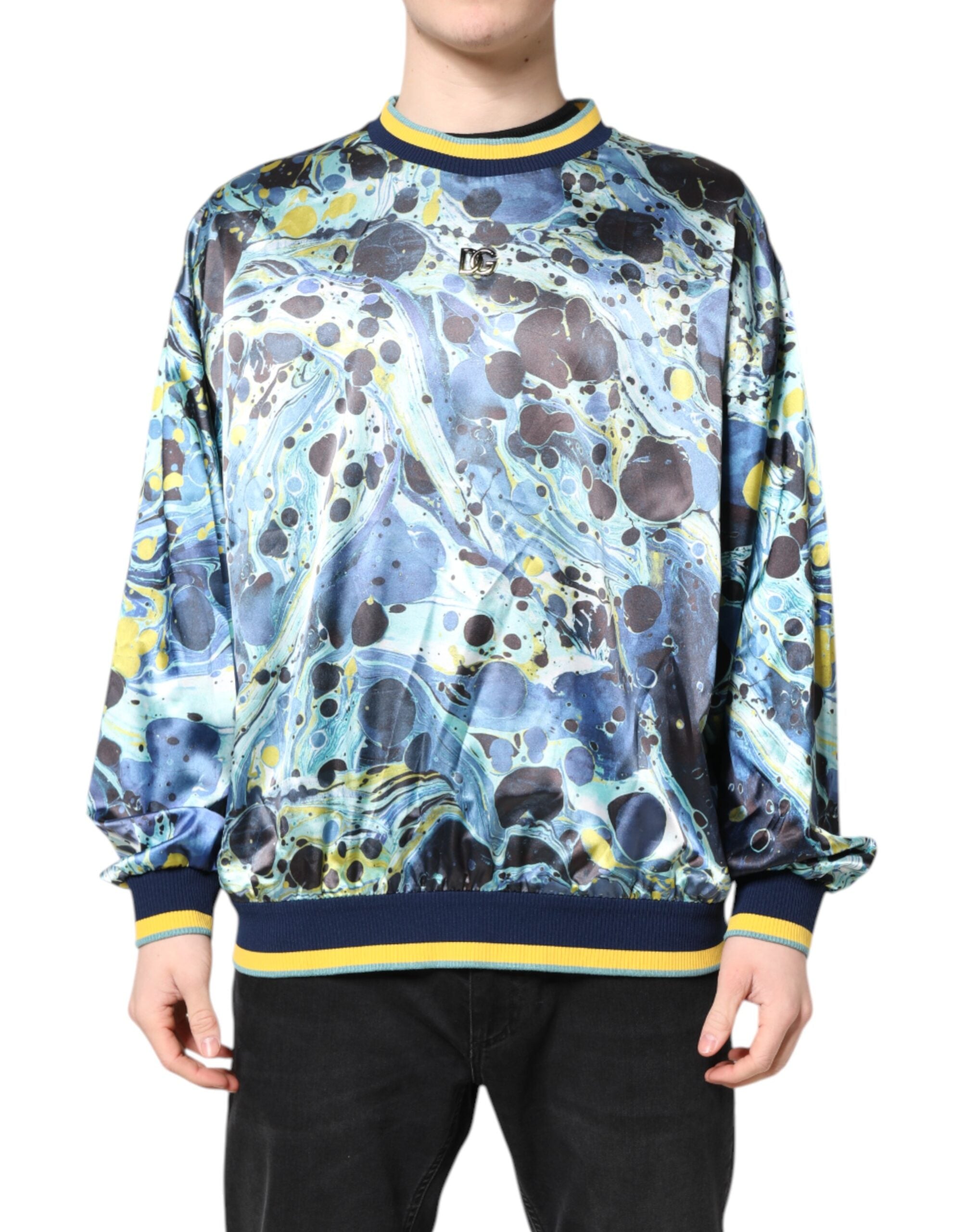 Pulover Dolce &amp; Gabbana cu imprimeu marmorat multicolor pentru bărbați