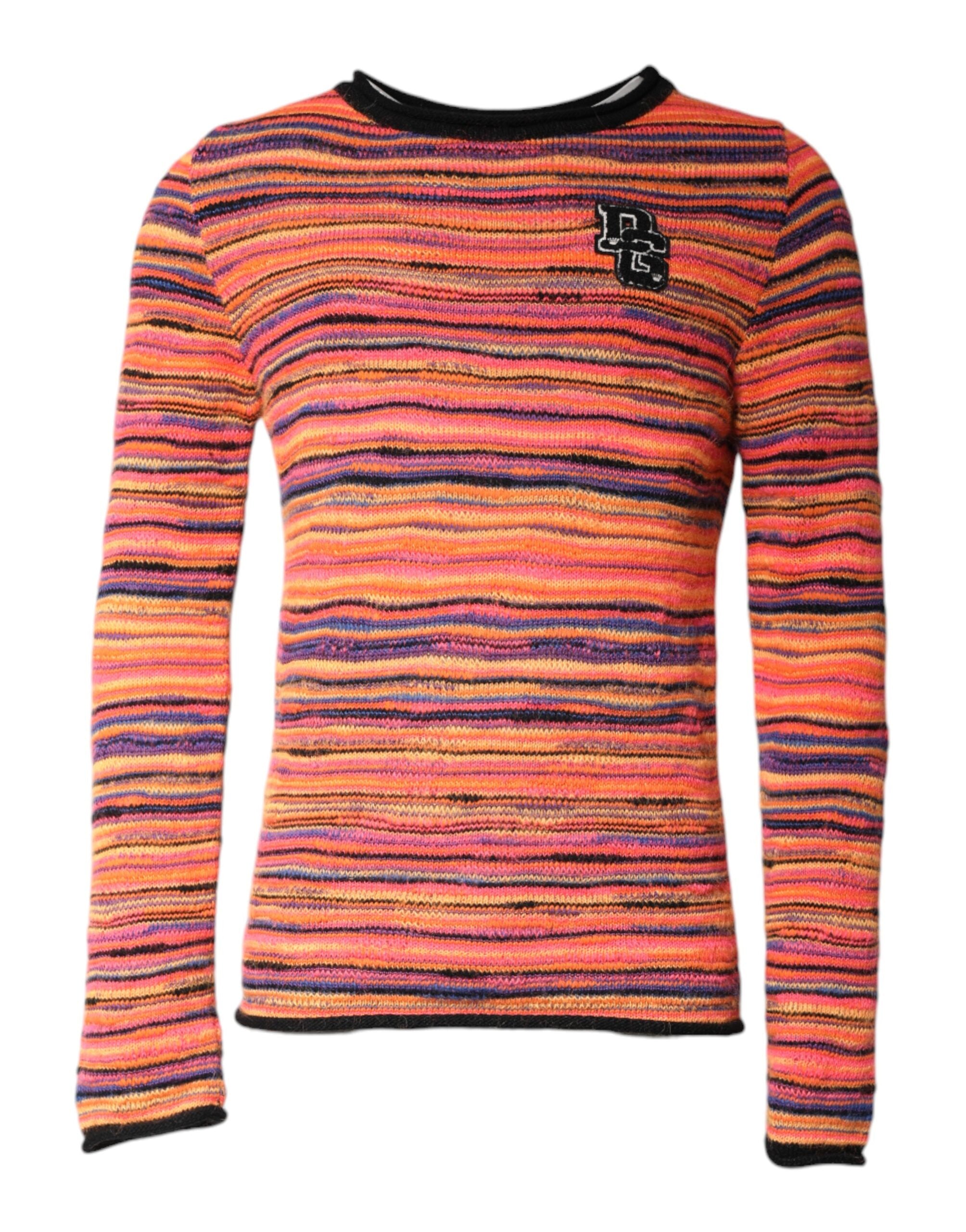 Pulover tricotat cu logo DGLogue multicolor din lână Dolce &amp; Gabbana