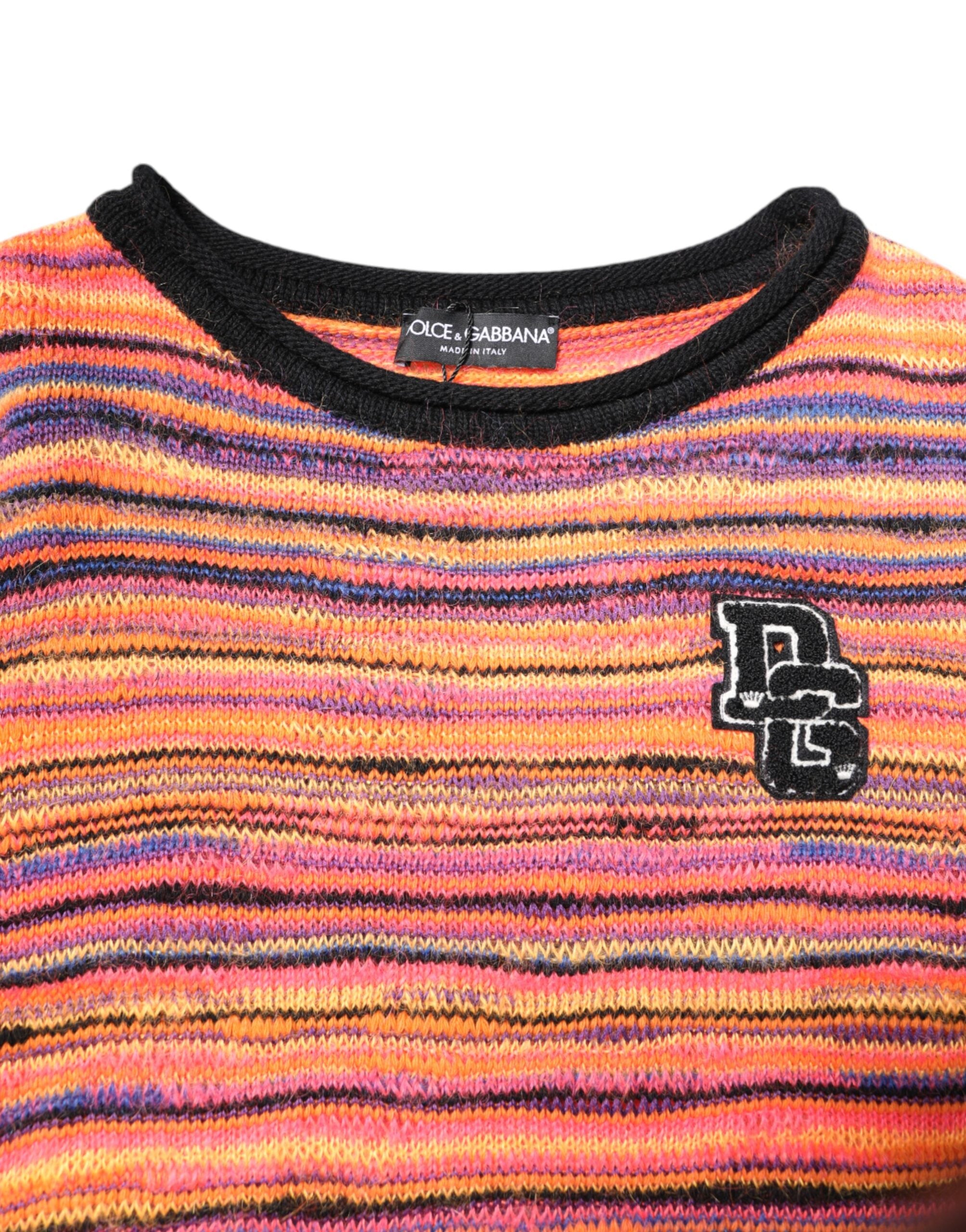 Pulover tricotat cu logo DGLogue multicolor din lână Dolce &amp; Gabbana