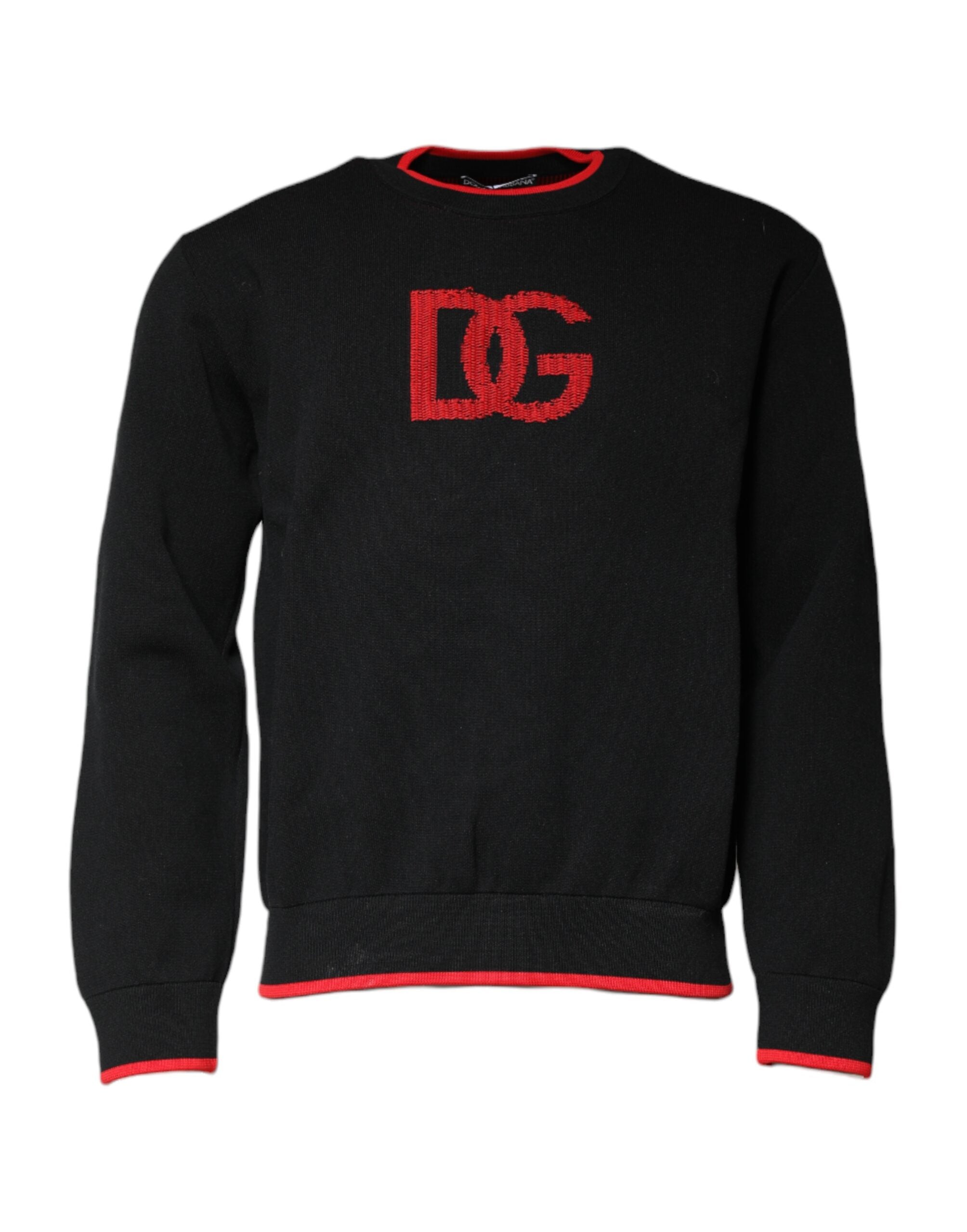 Pulover Dolce &amp; Gabbana negru din nailon DGLogo tricotat pentru bărbați