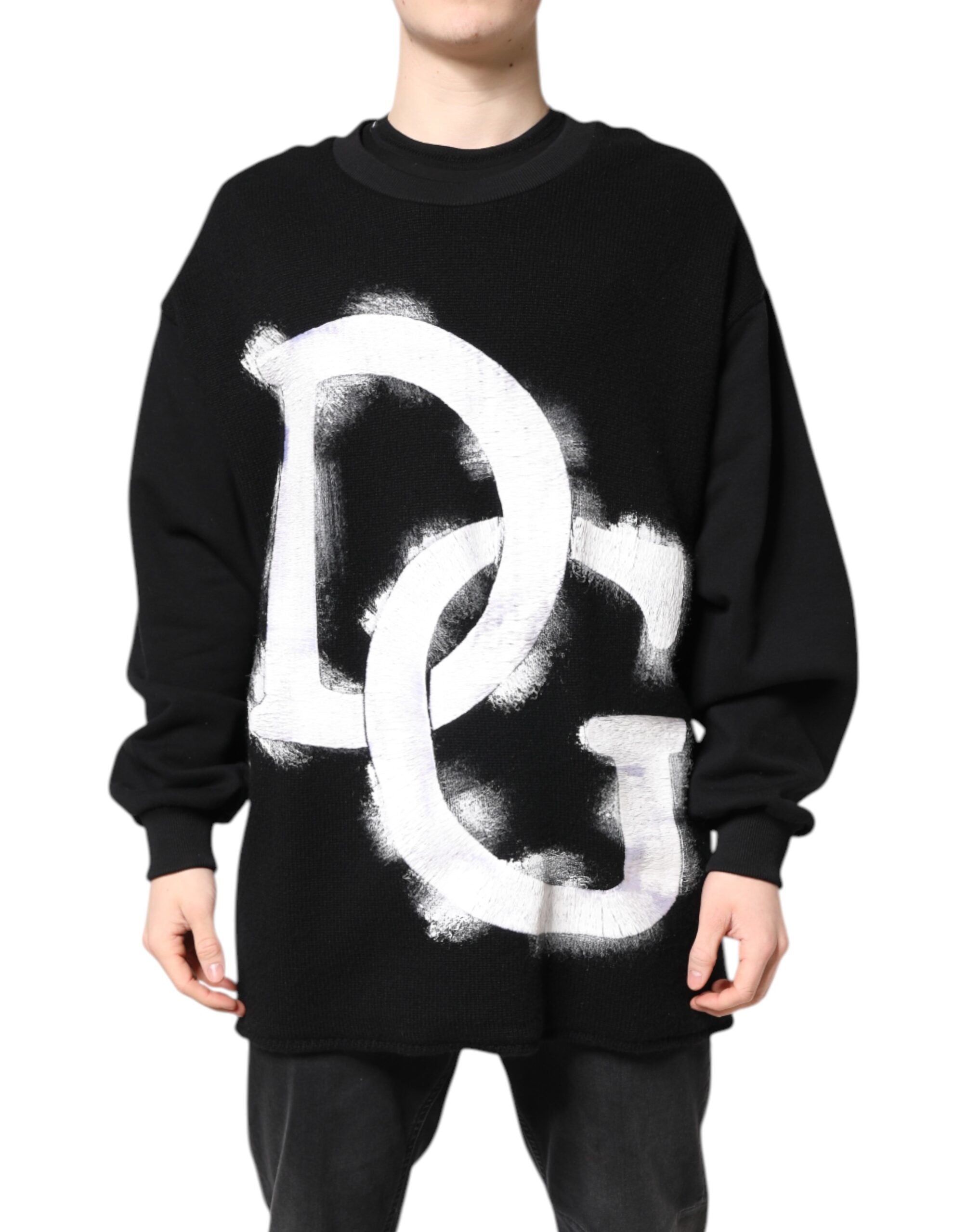 Pulover Dolce &amp; Gabbana Negru din Bumbac cu Logo pentru Bărbați