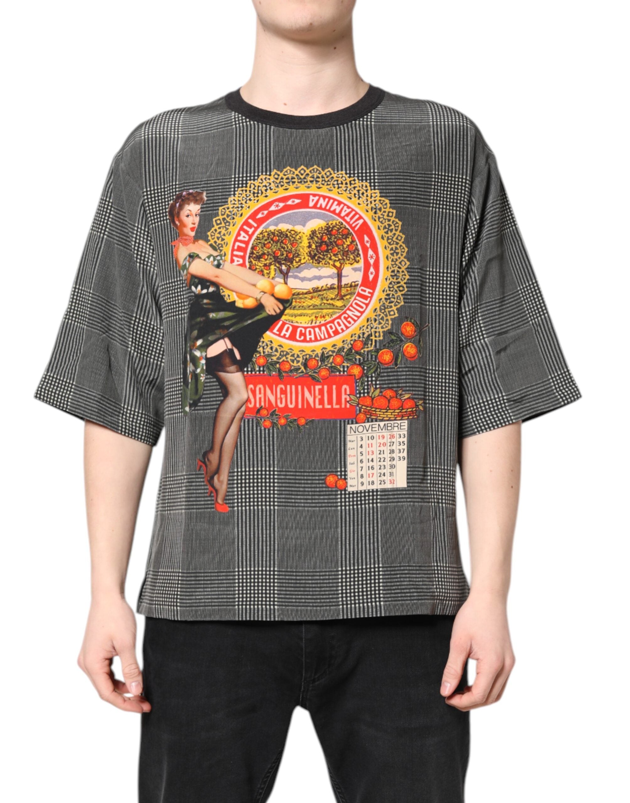 Dolce &amp; Gabbana – Kurzärmliges T-Shirt mit Grafikdruck in Schwarz und Weiß