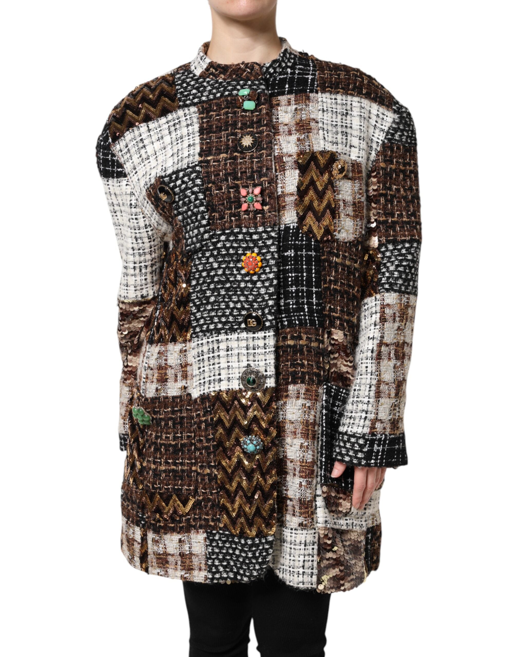 Dolce &amp; Gabbana – Mehrfarbige Patchwork-Button-Down-Jacke