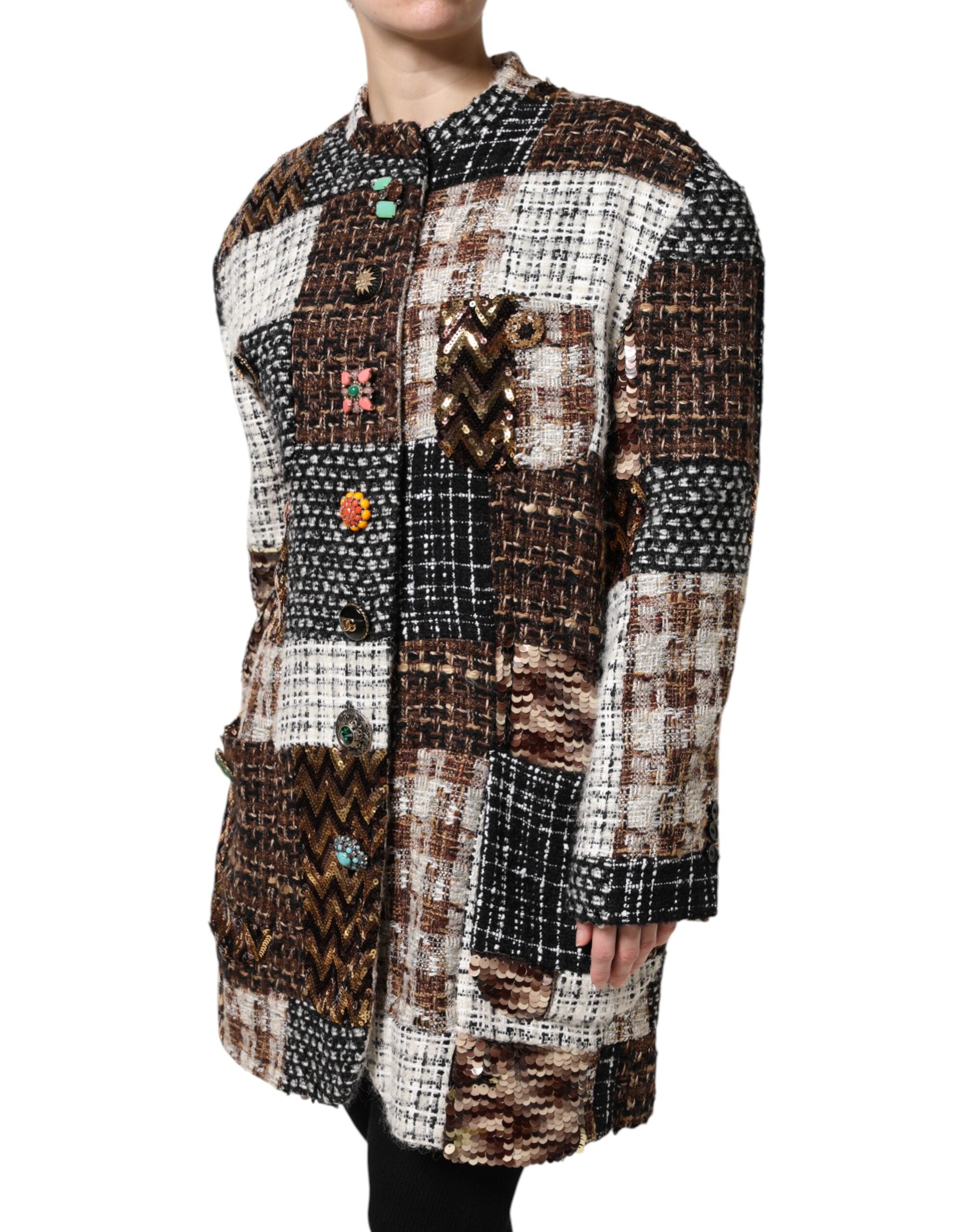 Dolce &amp; Gabbana – Mehrfarbige Patchwork-Button-Down-Jacke