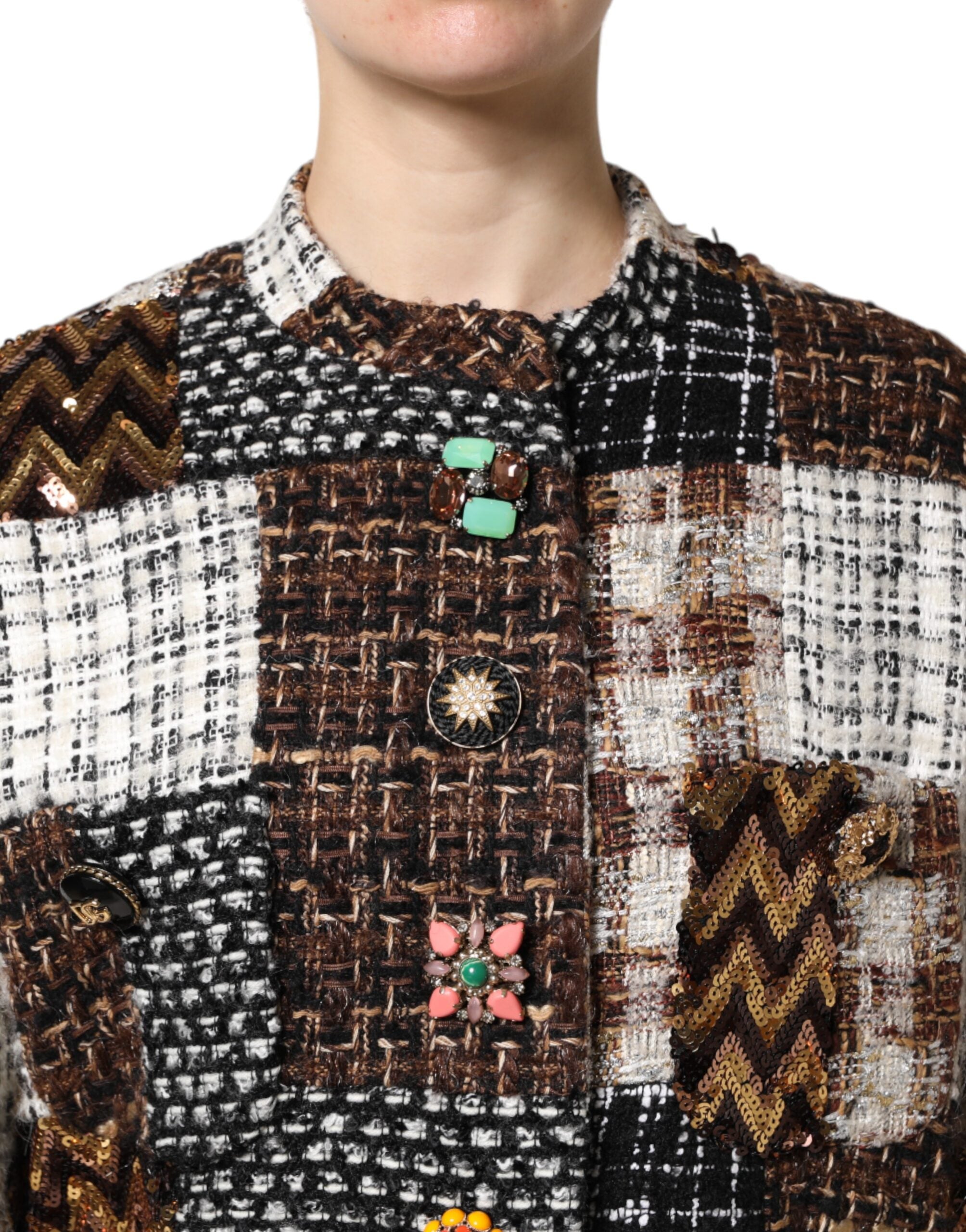 Dolce &amp; Gabbana – Mehrfarbige Patchwork-Button-Down-Jacke