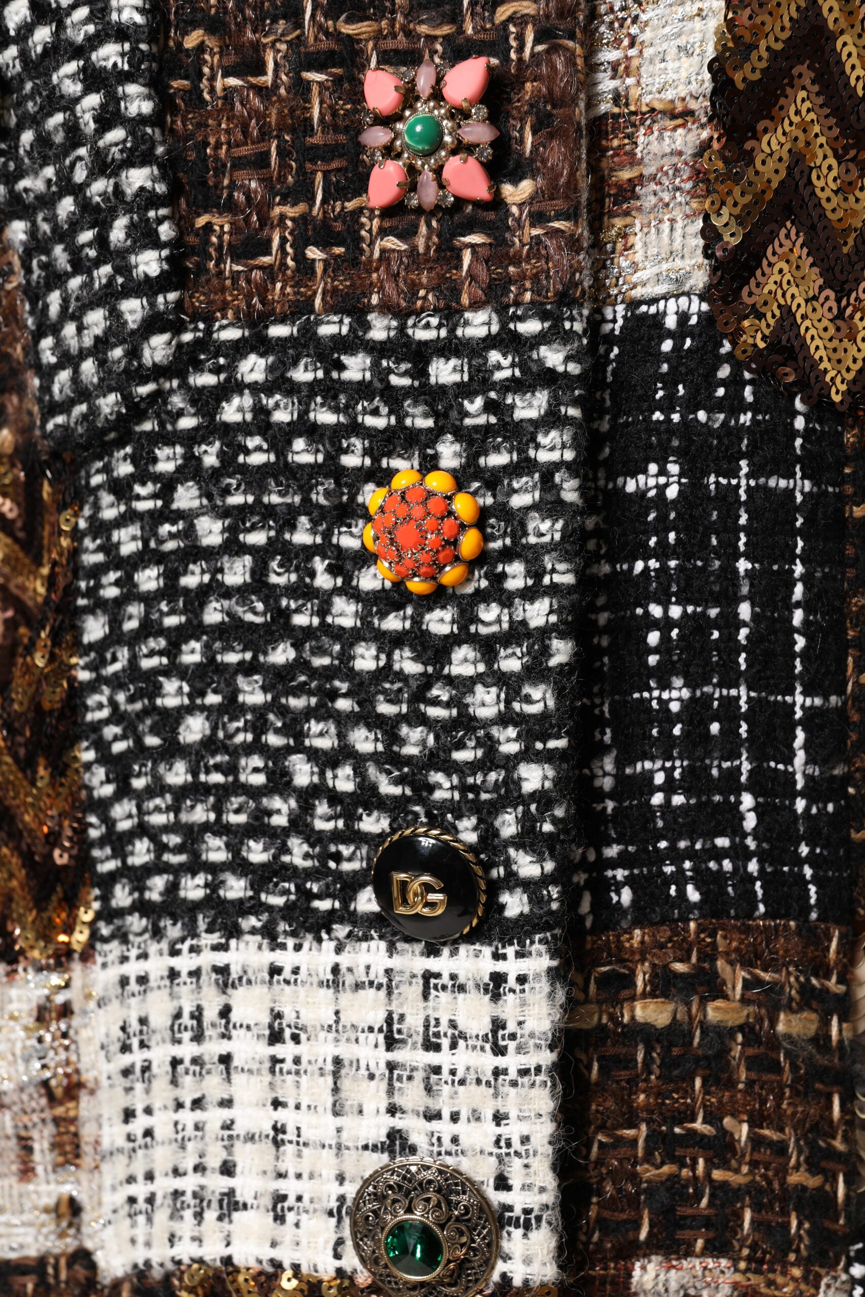 Dolce &amp; Gabbana – Mehrfarbige Patchwork-Button-Down-Jacke