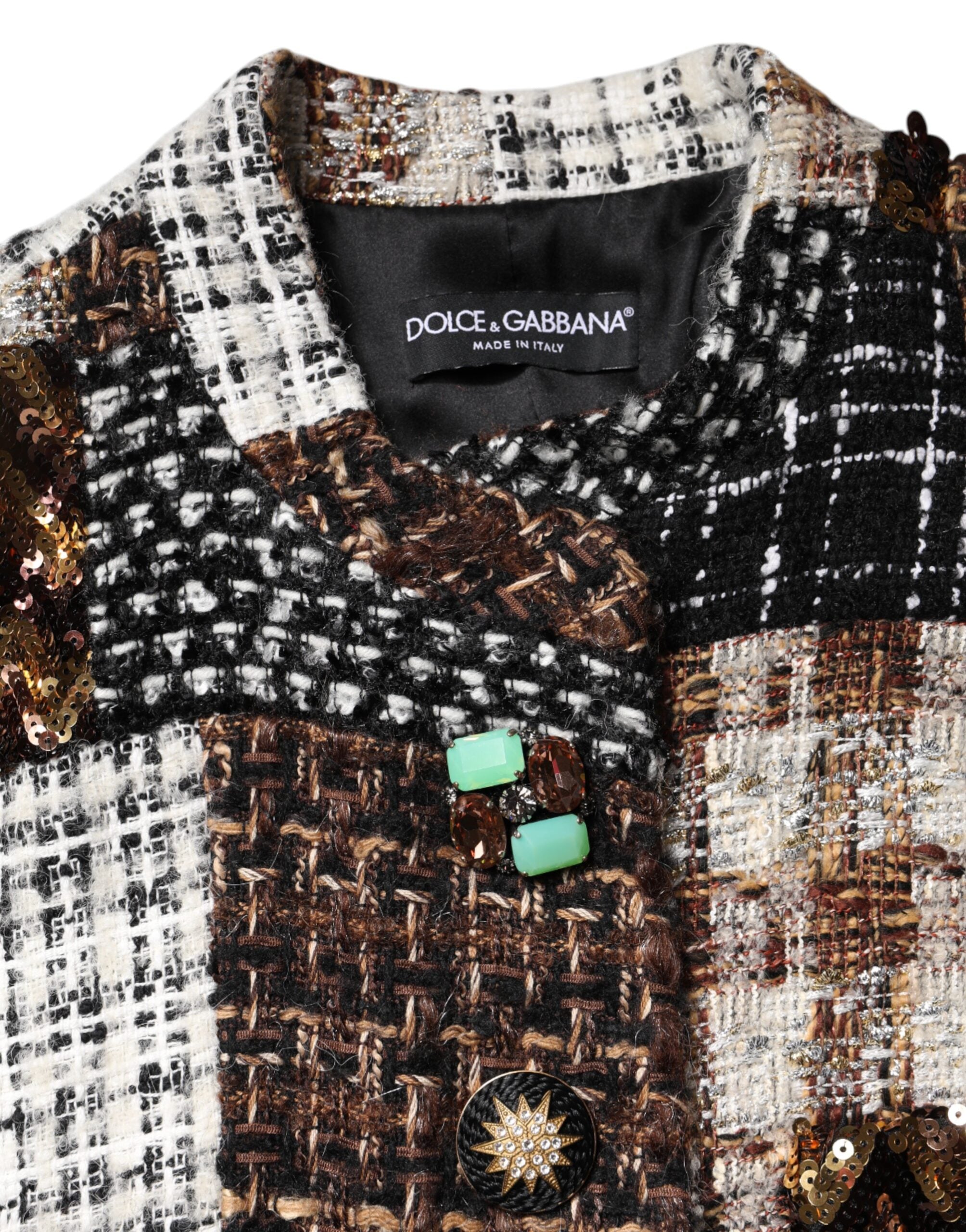 Dolce &amp; Gabbana – Mehrfarbige Patchwork-Button-Down-Jacke