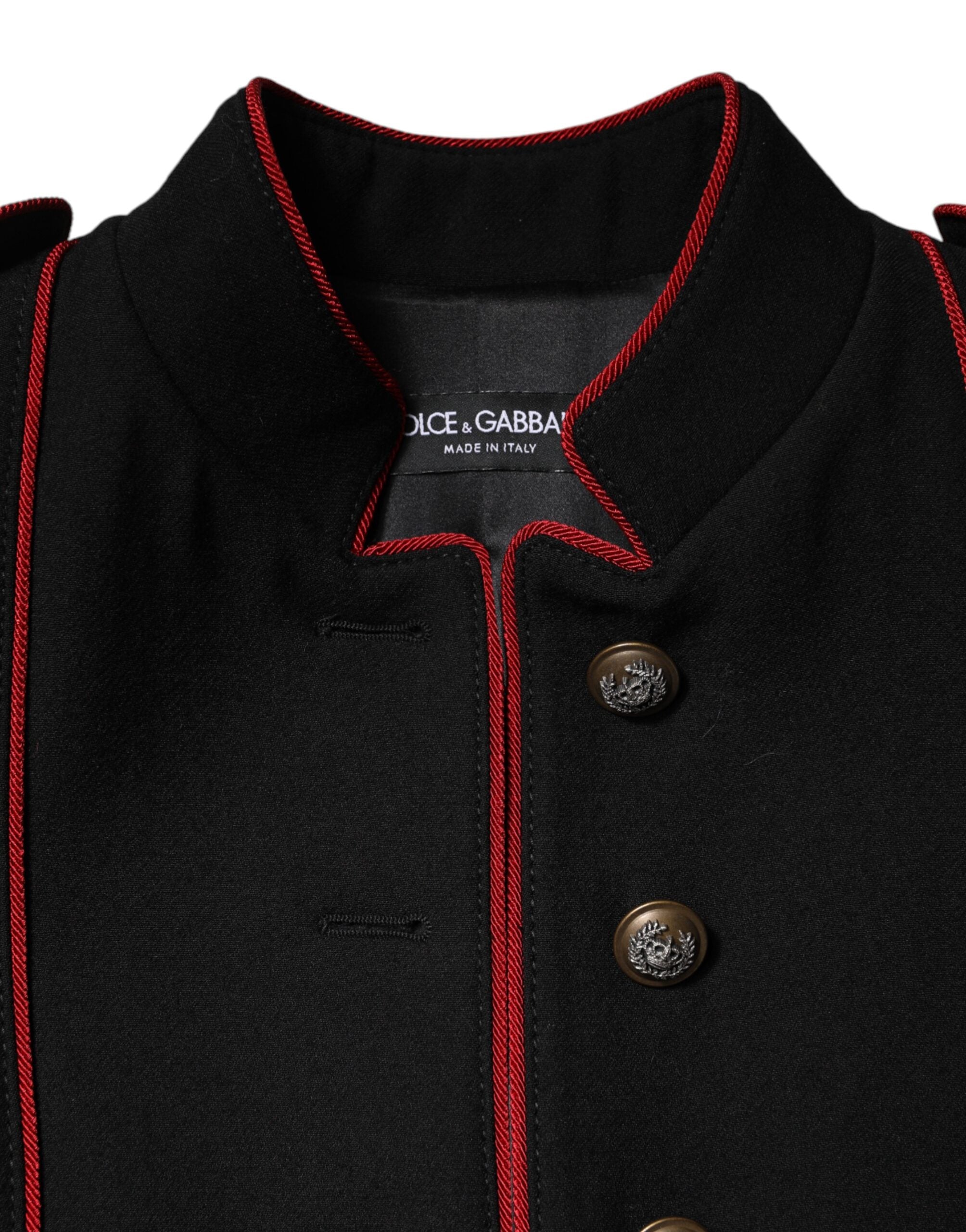 Dolce &amp; Gabbana – Einreihige Trenchcoat-Jacke aus schwarzer Wolle