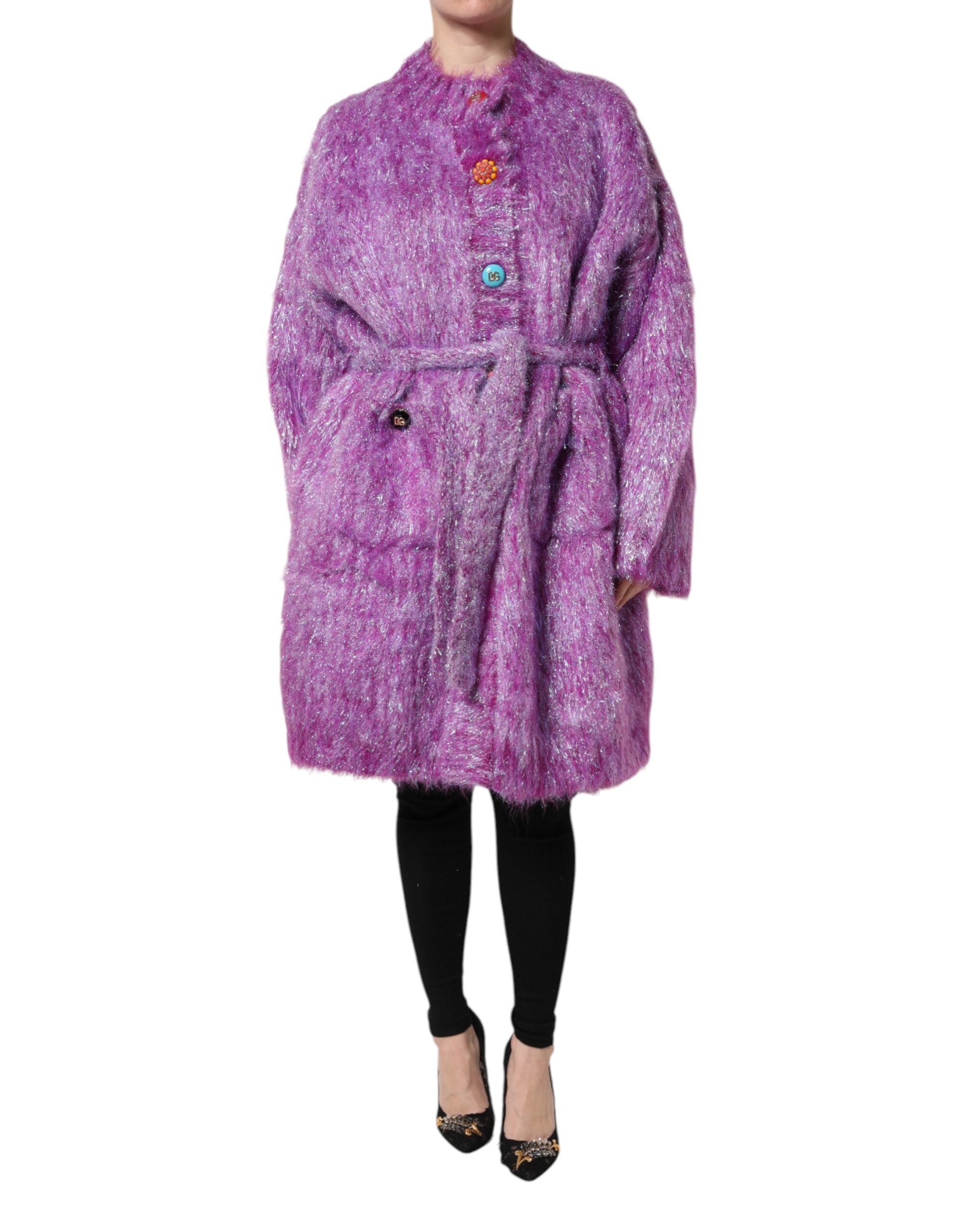 Dolce &amp; Gabbana – Trenchcoat-Jacke mit violetter Knopfverzierung