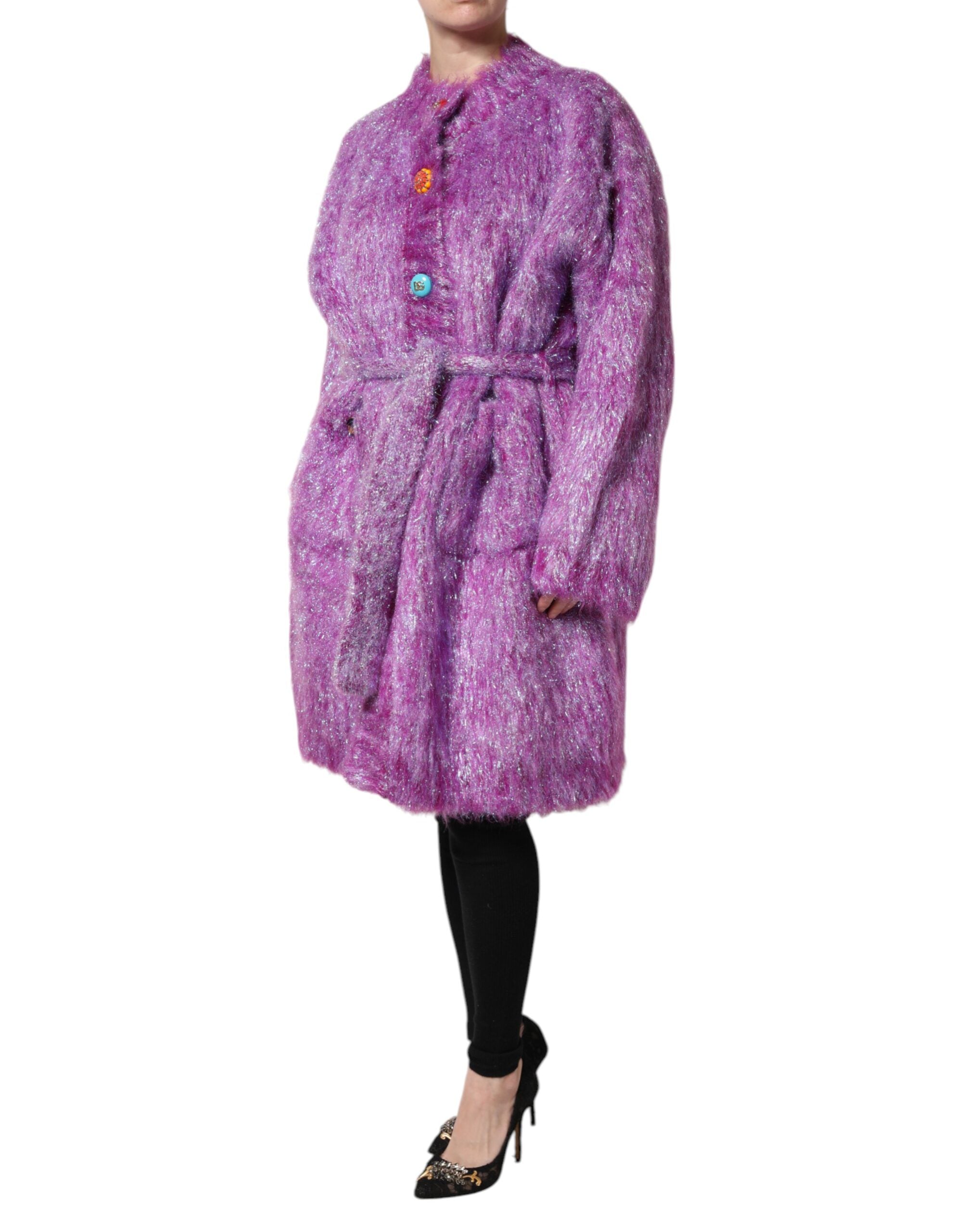 Dolce &amp; Gabbana – Trenchcoat-Jacke mit violetter Knopfverzierung