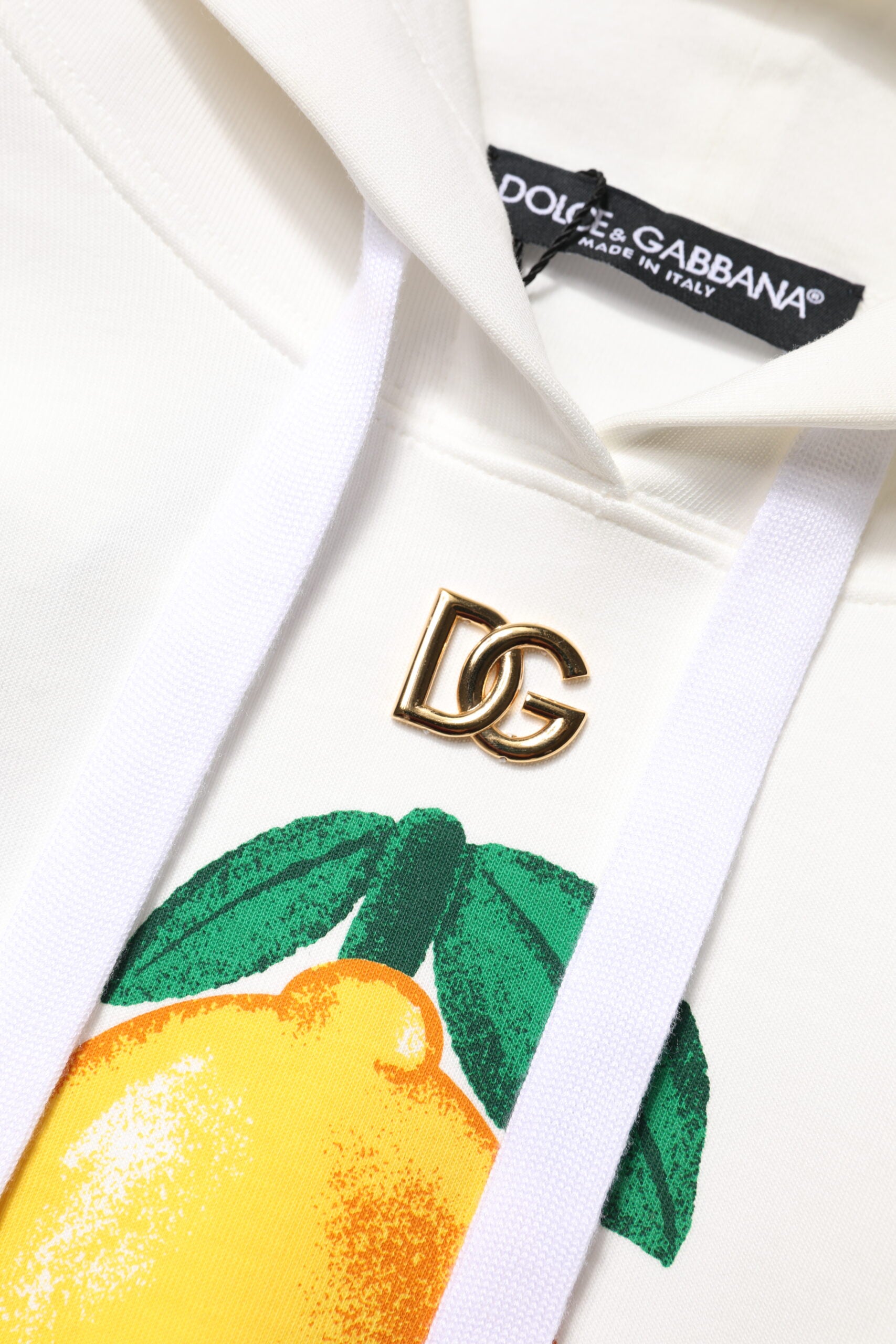 Pulover cu glugă imprimată din bumbac ivory Dolce &amp; Gabbana