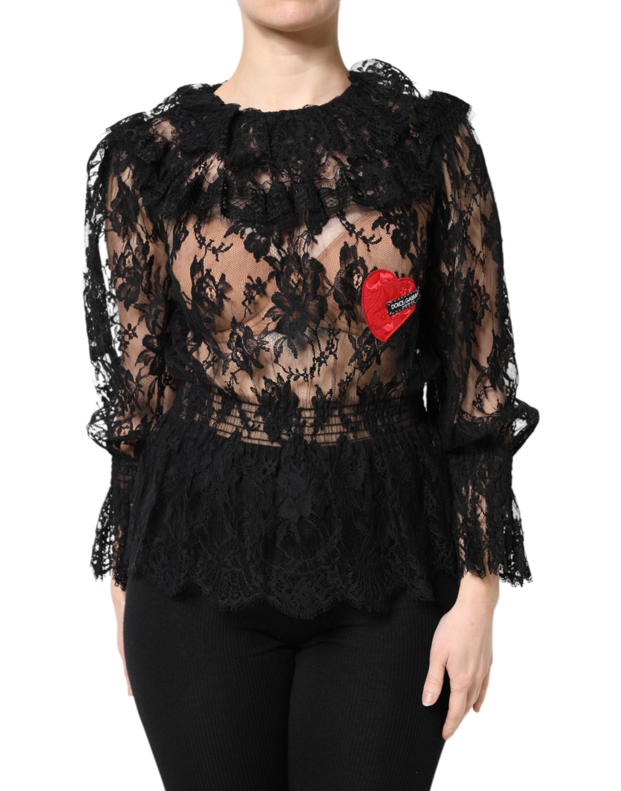 Bluză Dolce &amp; Gabbana neagră cu imprimeu floral din bumbac pentru femei