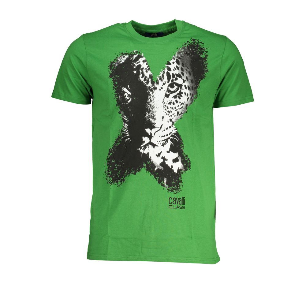 Grünes Baumwoll-T-Shirt der Cavalli Class