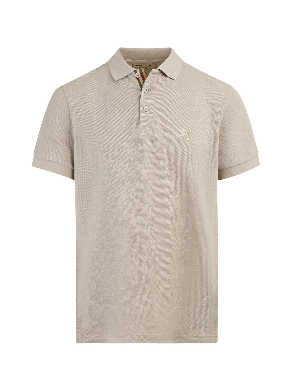 Burberry – Poloshirt aus Baumwolle mit Kragen in hellem Stein