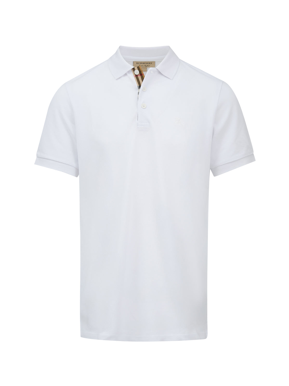 Burberry – Weißes Poloshirt aus Baumwolle mit Kragen
