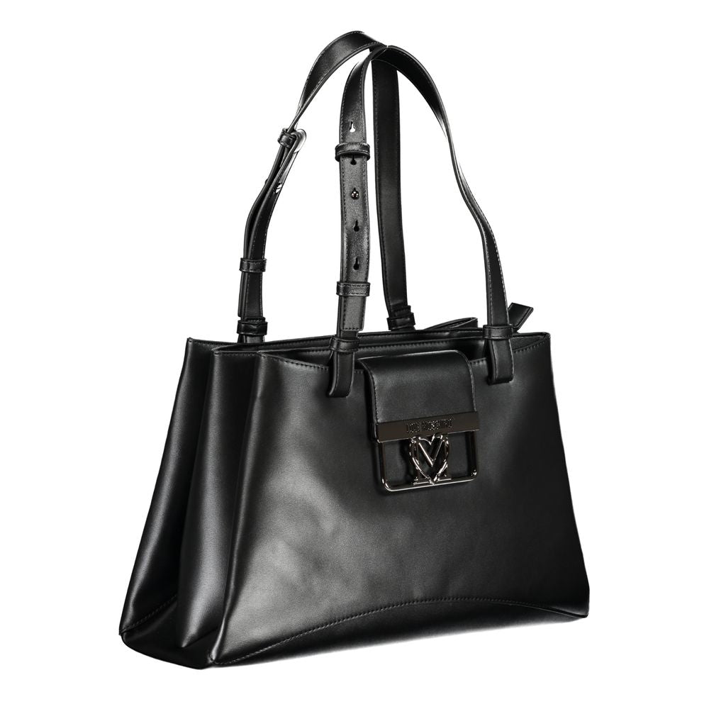 Geantă de mână Love Moschino neagră din polietilenă