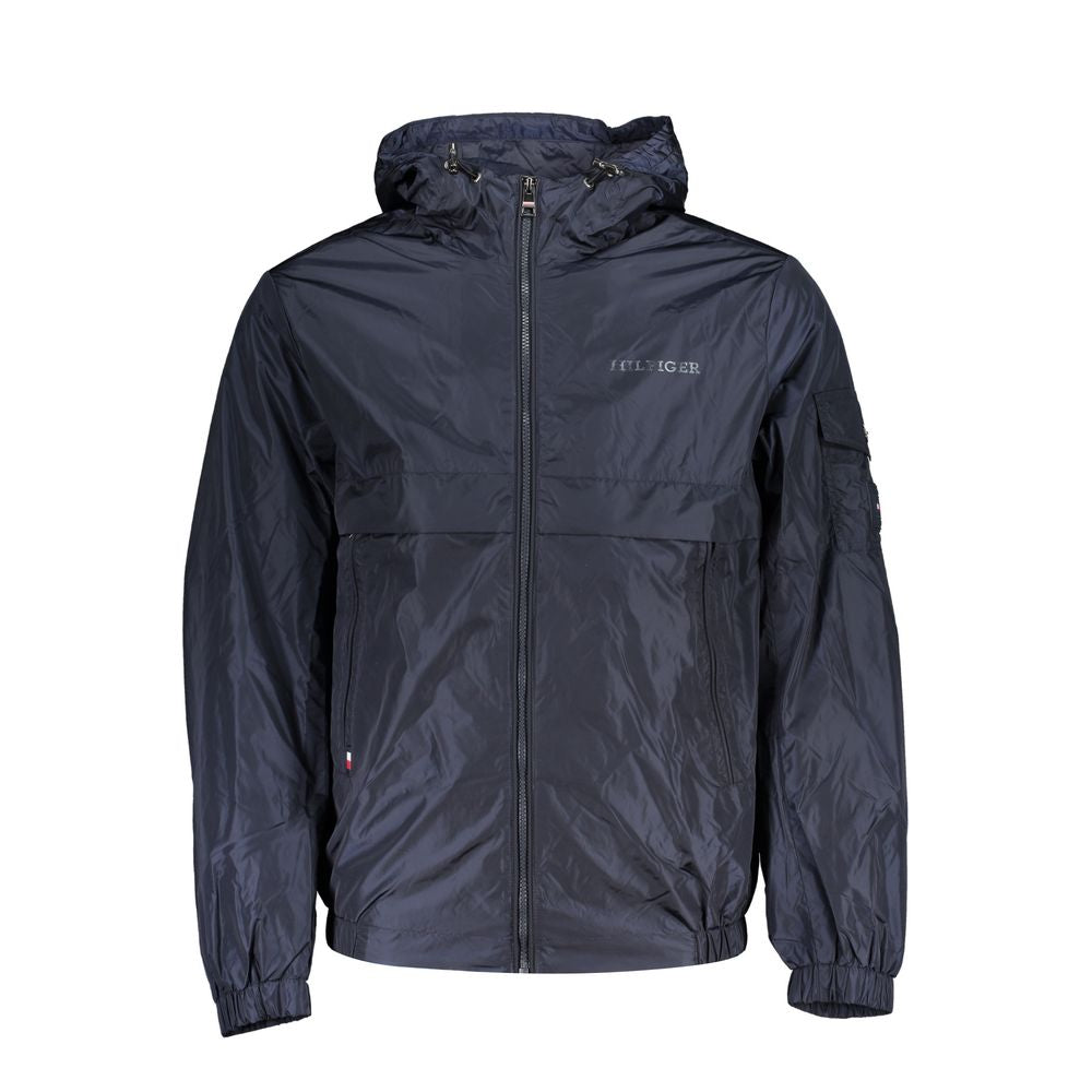 Tommy Hilfiger – Schicke blaue Sportjacke mit Kapuze und Kontrastdetails