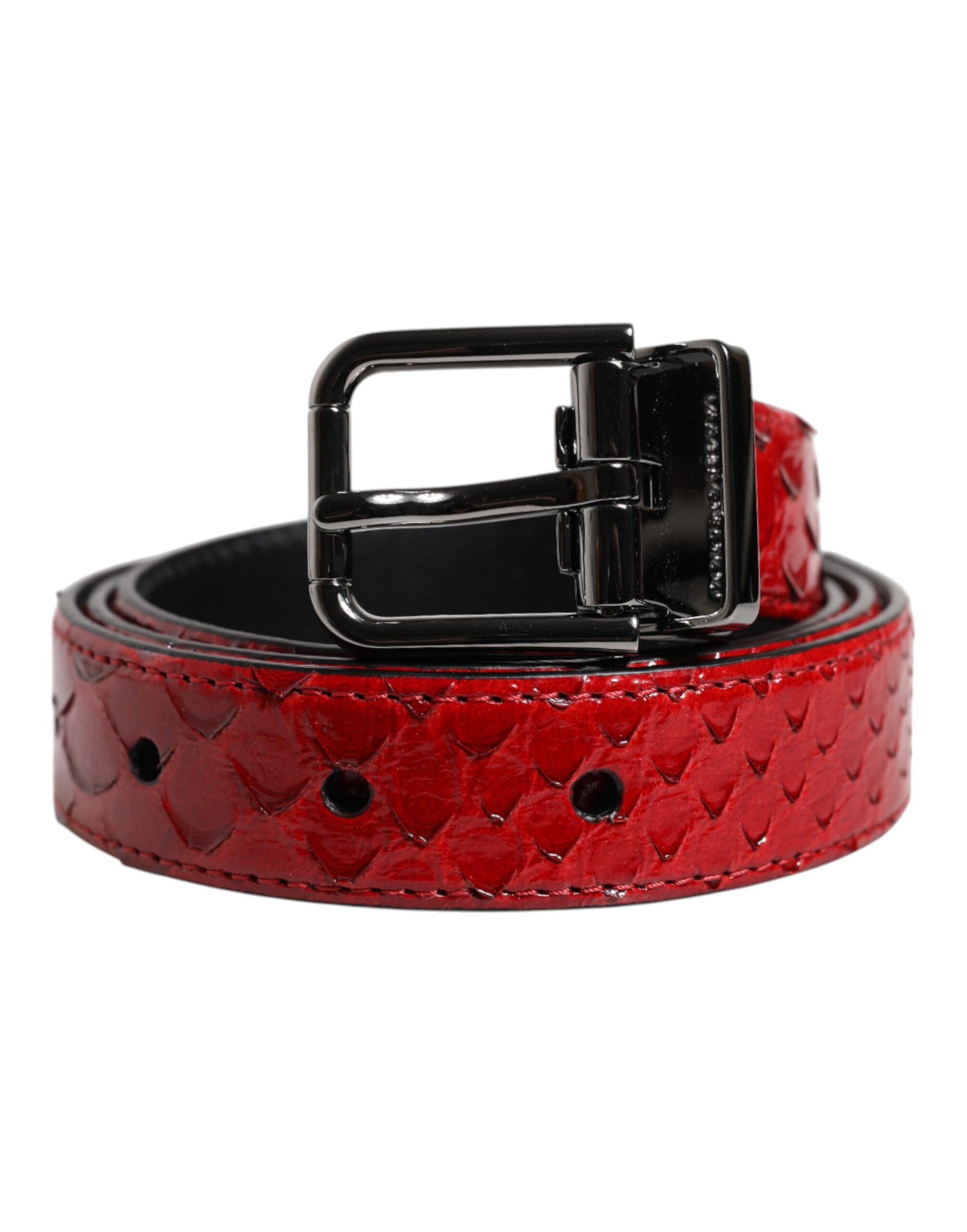 Curea Dolce &amp; Gabbana din piele exotică roșie cu cataramă metalică din alamă