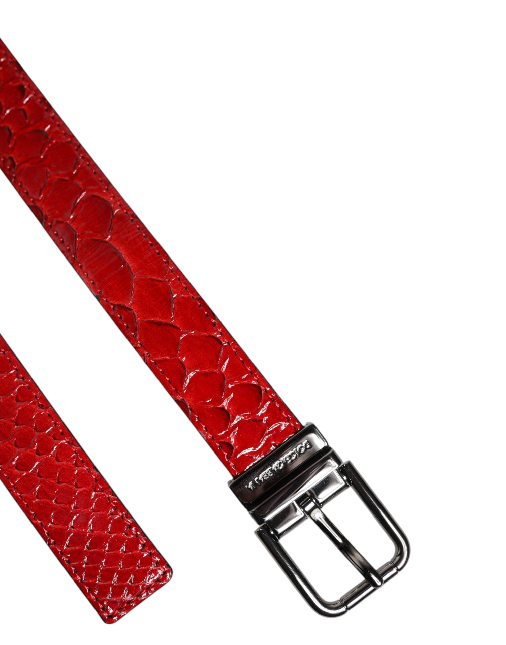 Curea Dolce &amp; Gabbana din piele exotică roșie cu cataramă metalică din alamă