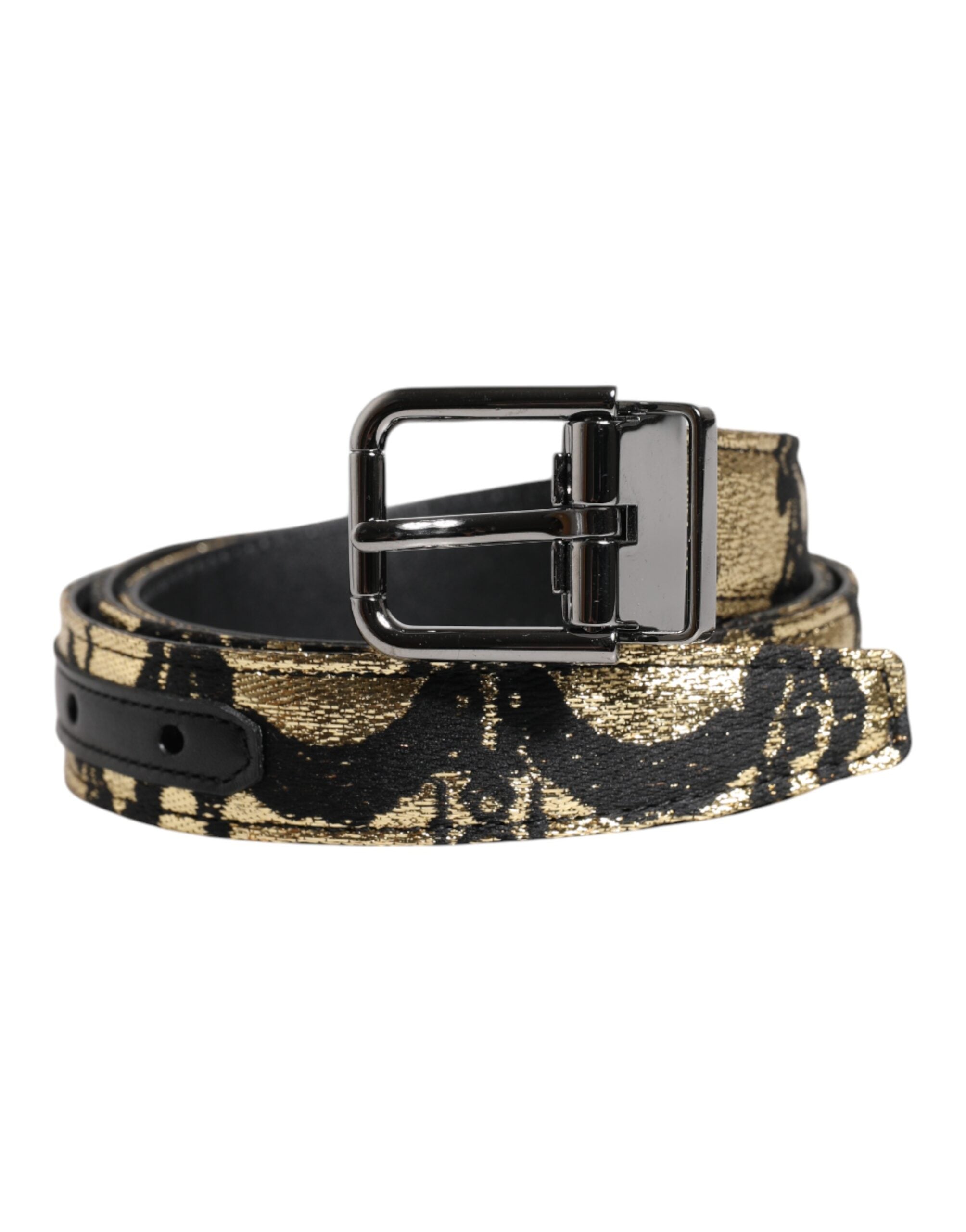 Curea Dolce &amp; Gabbana din piele jacquard multicoloră cu cataramă metalică