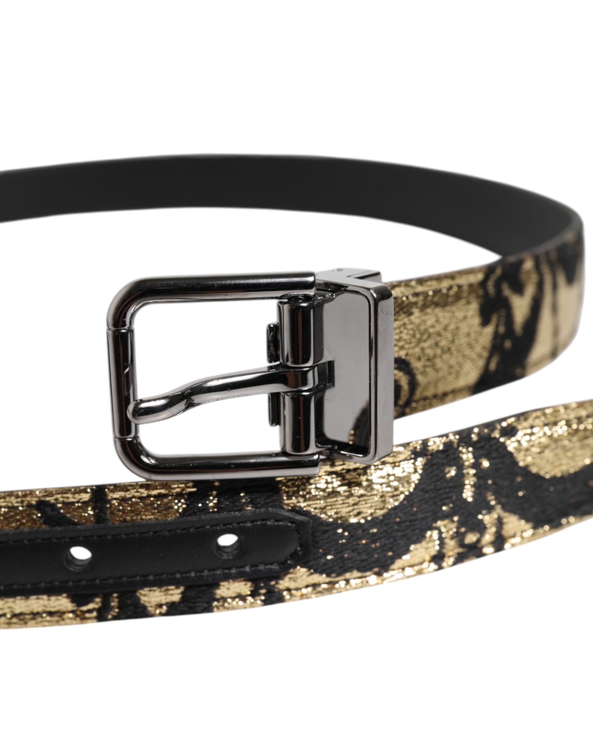 Curea Dolce &amp; Gabbana din piele jacquard multicoloră cu cataramă metalică