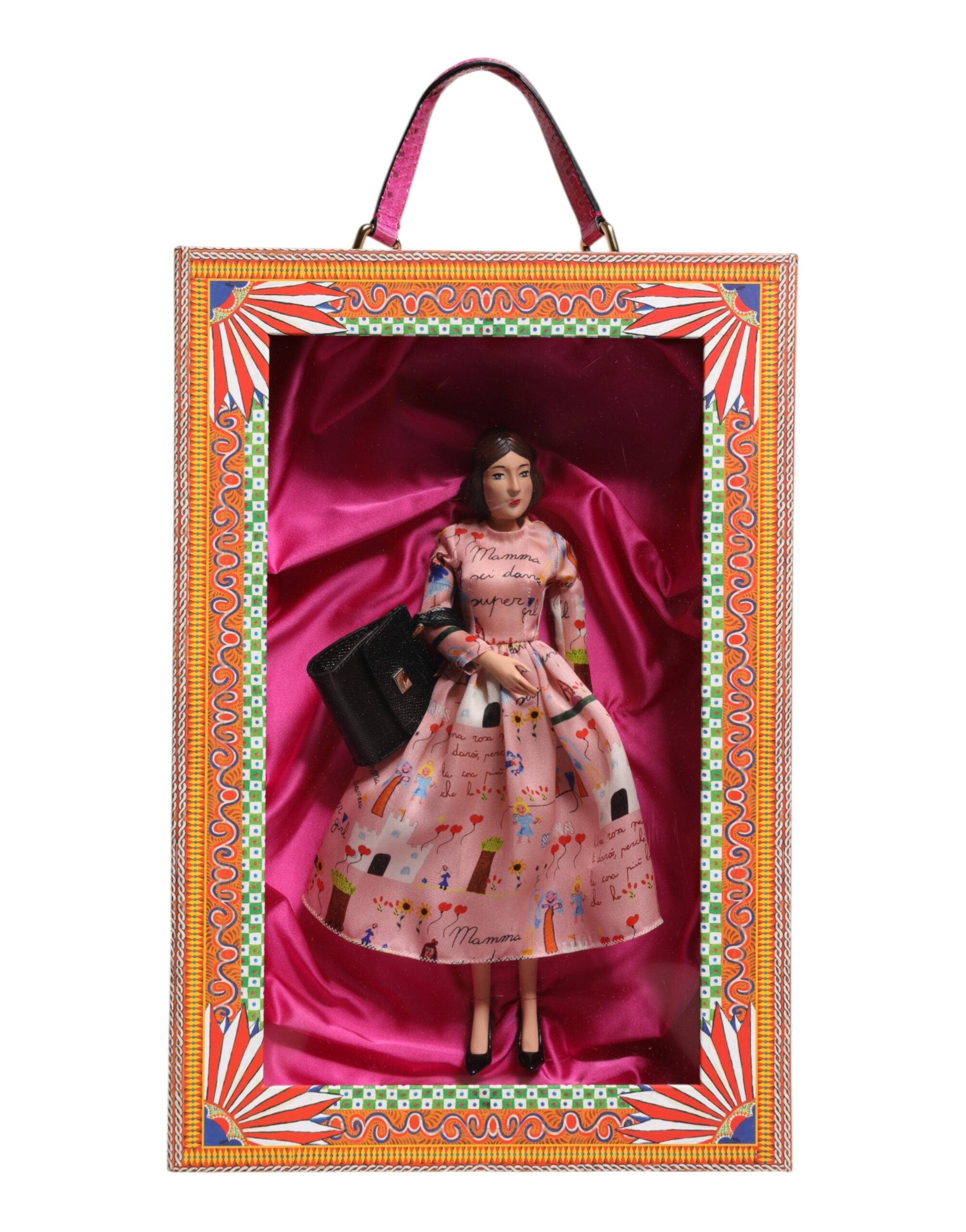 Dolce &amp; Gabbana Rosa Kleid Keramik Porzellan Mode Leder Sicily Dolls