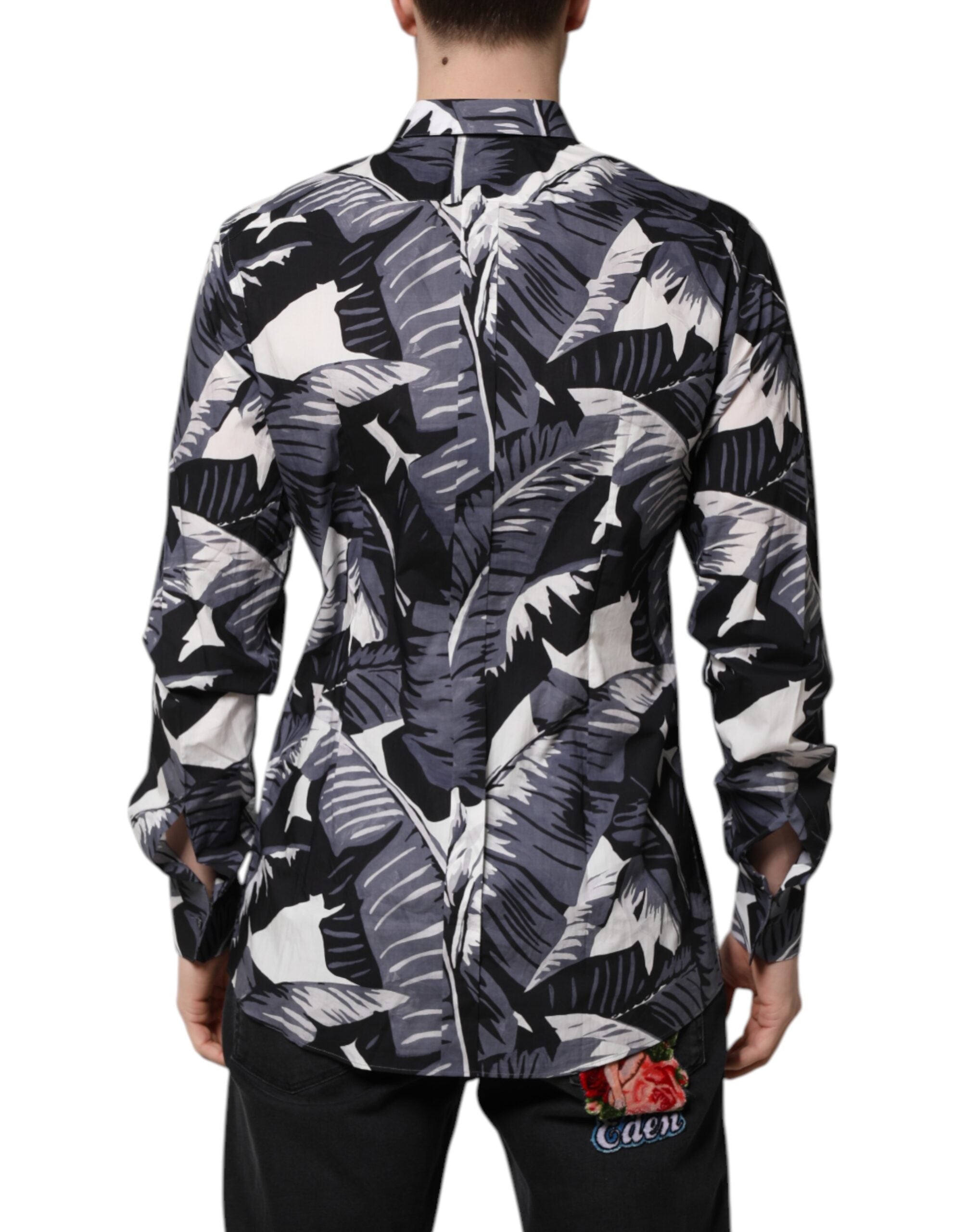 Cămașă Dolce &amp; Gabbana din bumbac multicolor cu imprimeu de frunze de bananier auriu
