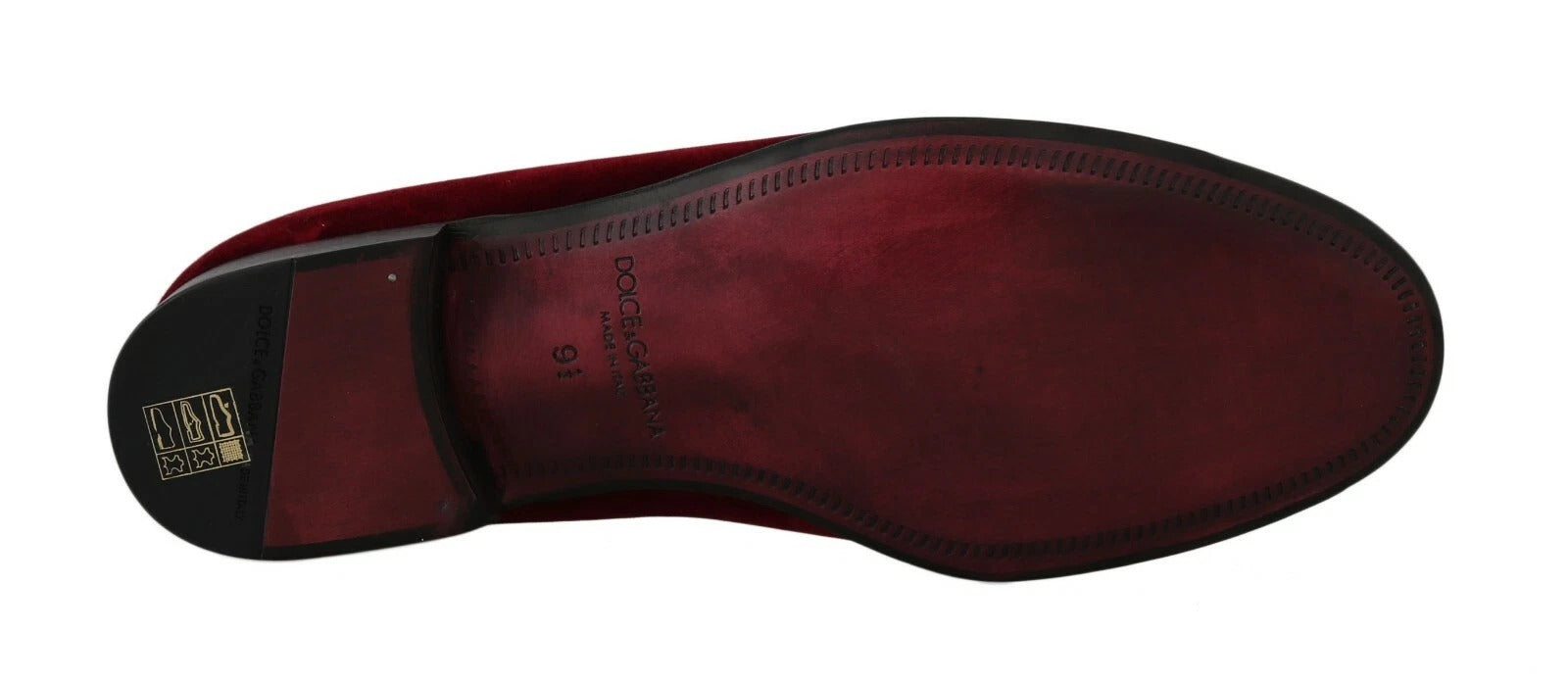 Dolce &amp; Gabbana Bordeauxfarbene Herren-Loafer aus Samt mit Pailletten