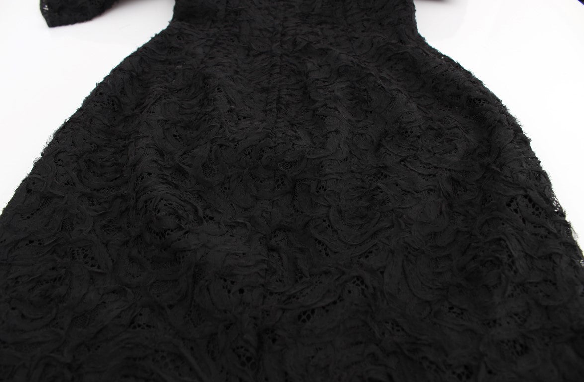 Dolce &amp; Gabbana Elegantes schwarzes Maxikleid aus floraler Spitze