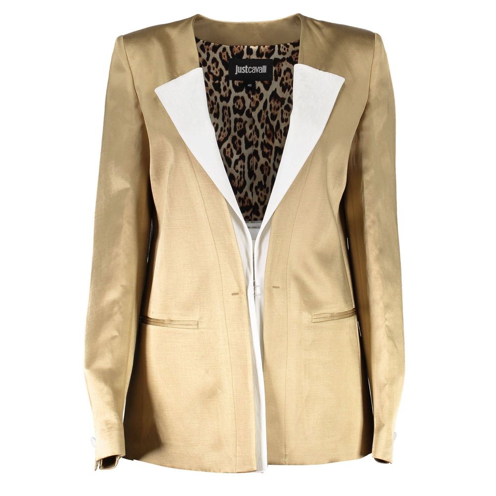 Just Cavalli Gold Leinen Damenjacke