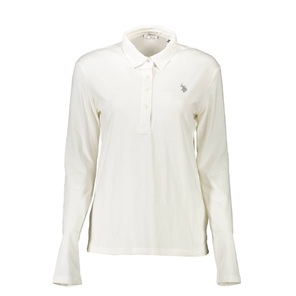 Tricou polo alb din bumbac pentru femei US POLO ASSN.