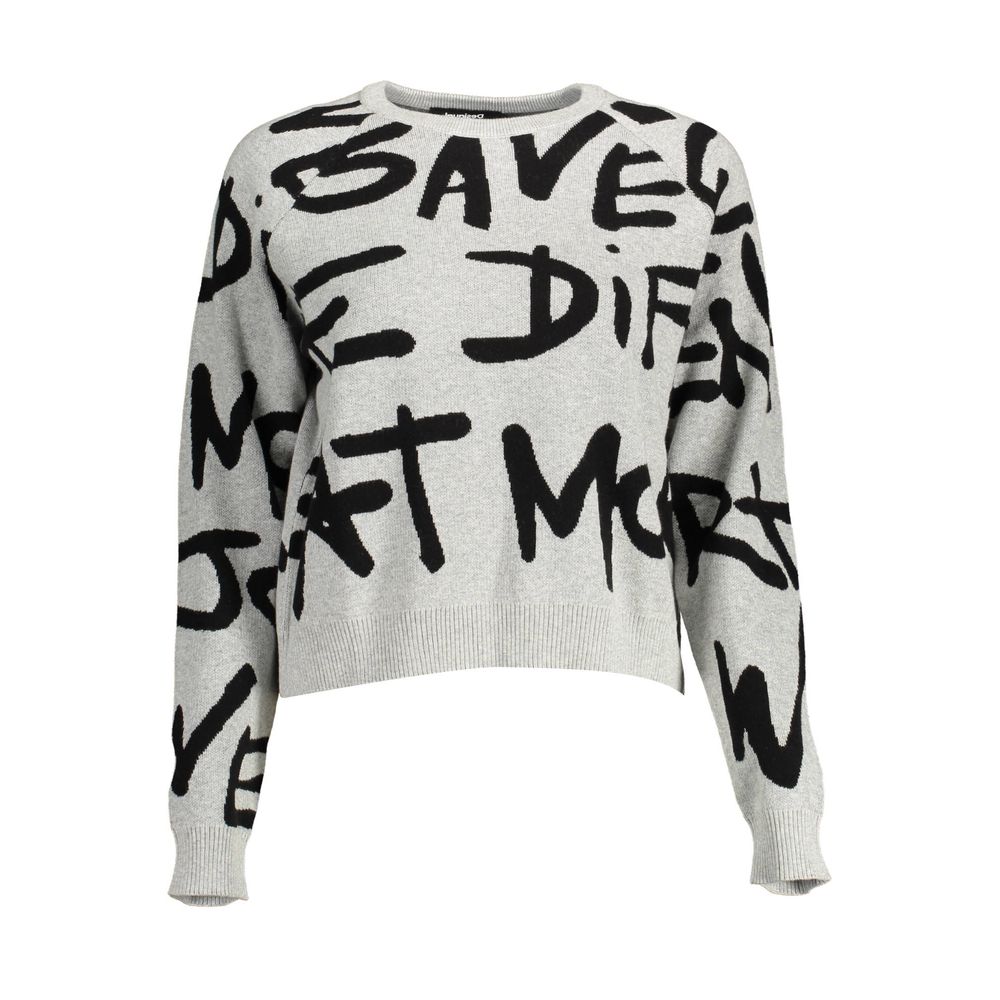 Desigual Grauer Baumwollpullover für Damen