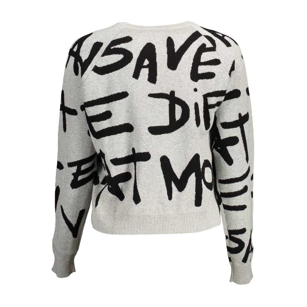 Desigual Grauer Baumwollpullover für Damen