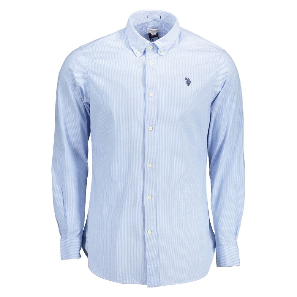 US POLO ASSN. Hellblaues Herrenhemd aus Baumwolle