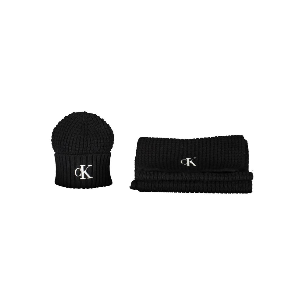 Set eșarfă Calvin Klein negru din alpaca pentru femei