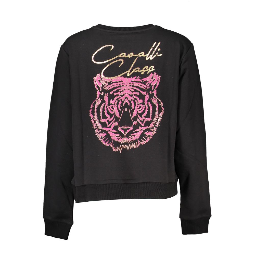 Cavalli Class Schwarzer Baumwollpullover für Damen