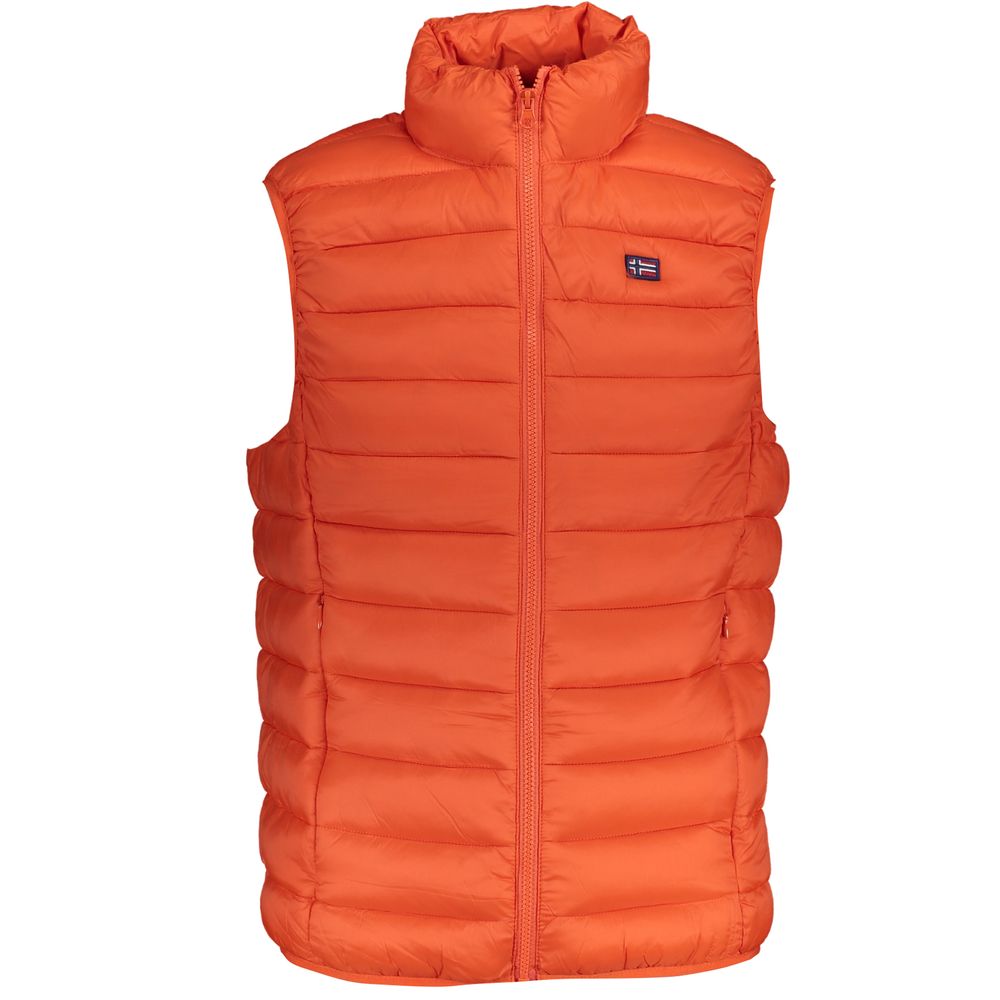 Norwegen 1963 Elegante ärmellose orangefarbene Polyamidjacke