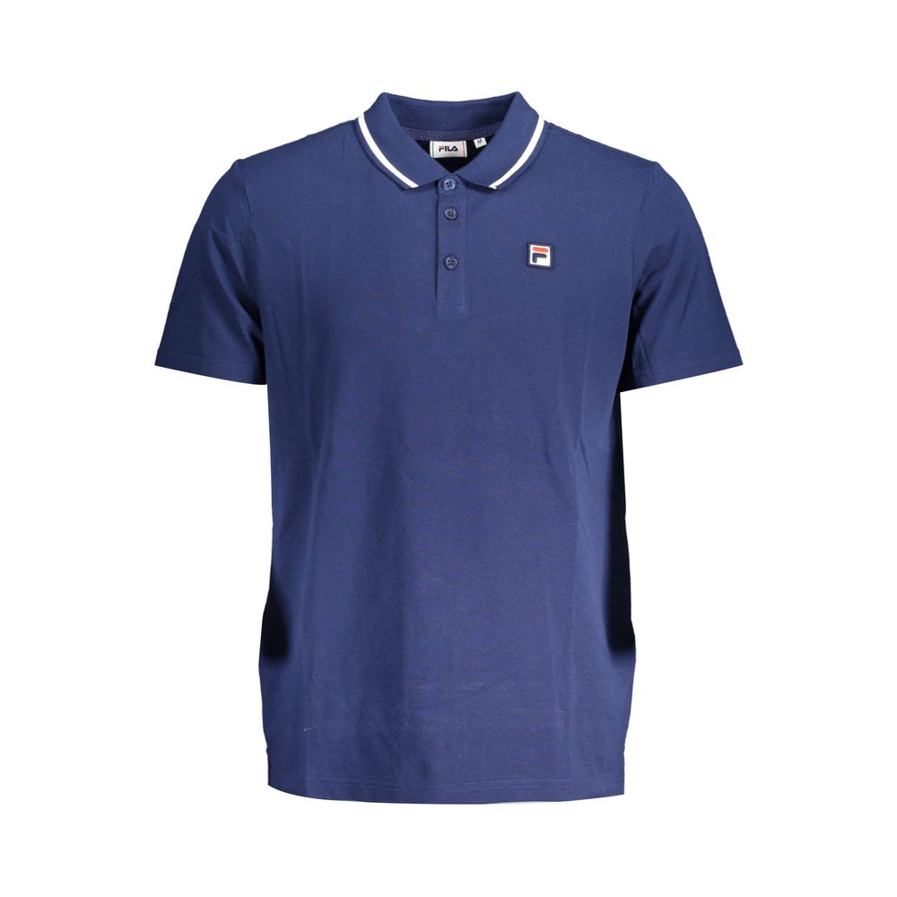 Tricou polo Fila Classic albastru din bumbac cu detalii contrastante