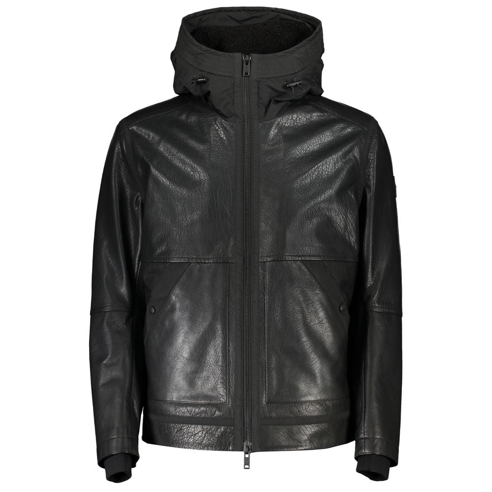 Hugo Boss Schwarze Lederjacke für Herren