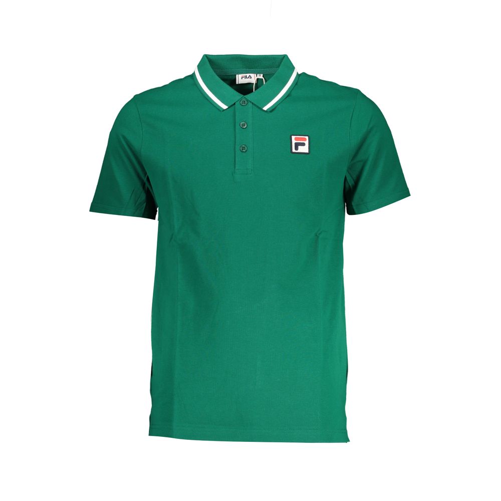 Tricou polo Fila Classic verde din bumbac cu detalii contrastante