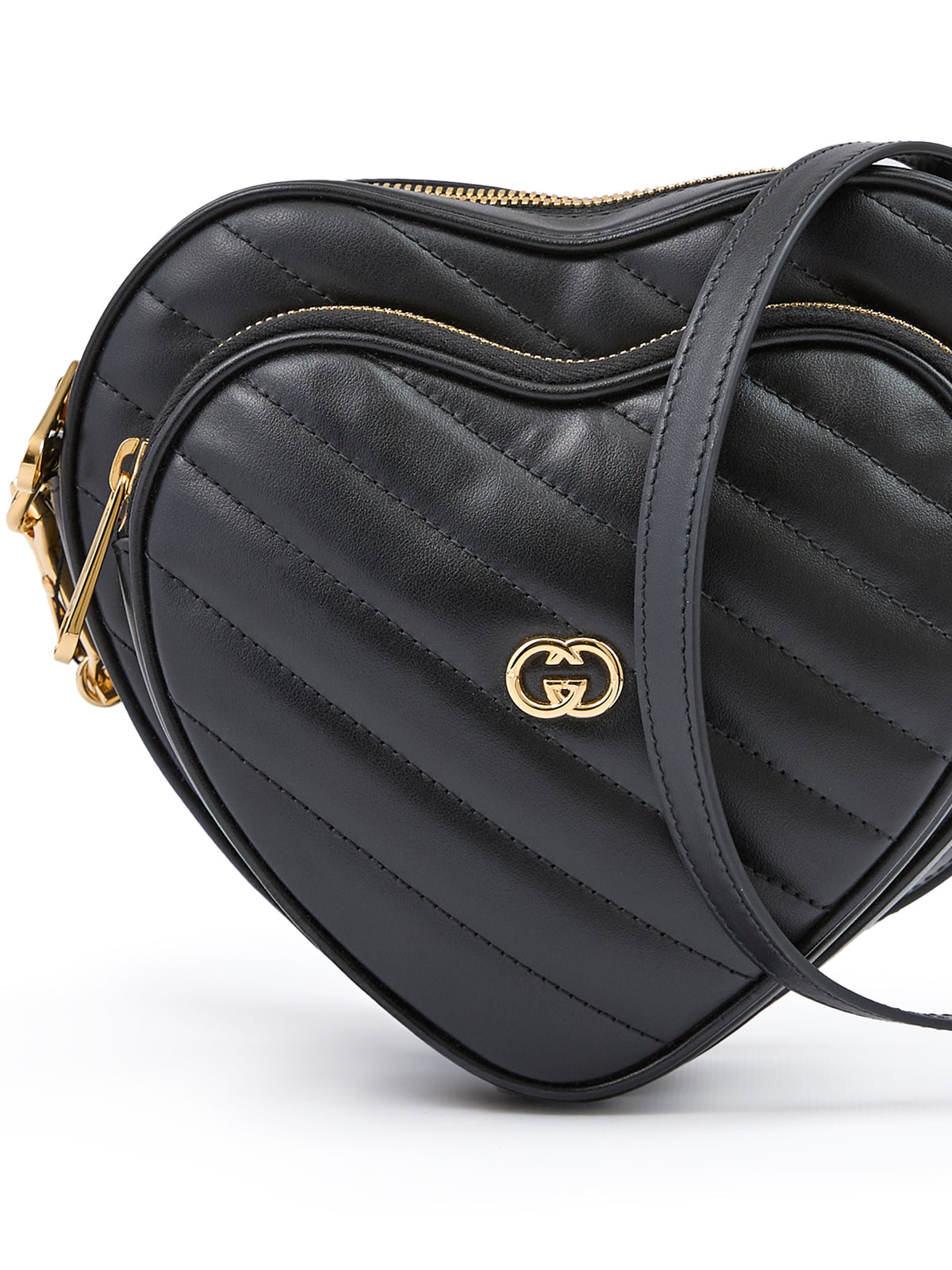 Geantă crossbody Gucci mini din piele neagră cu inimă