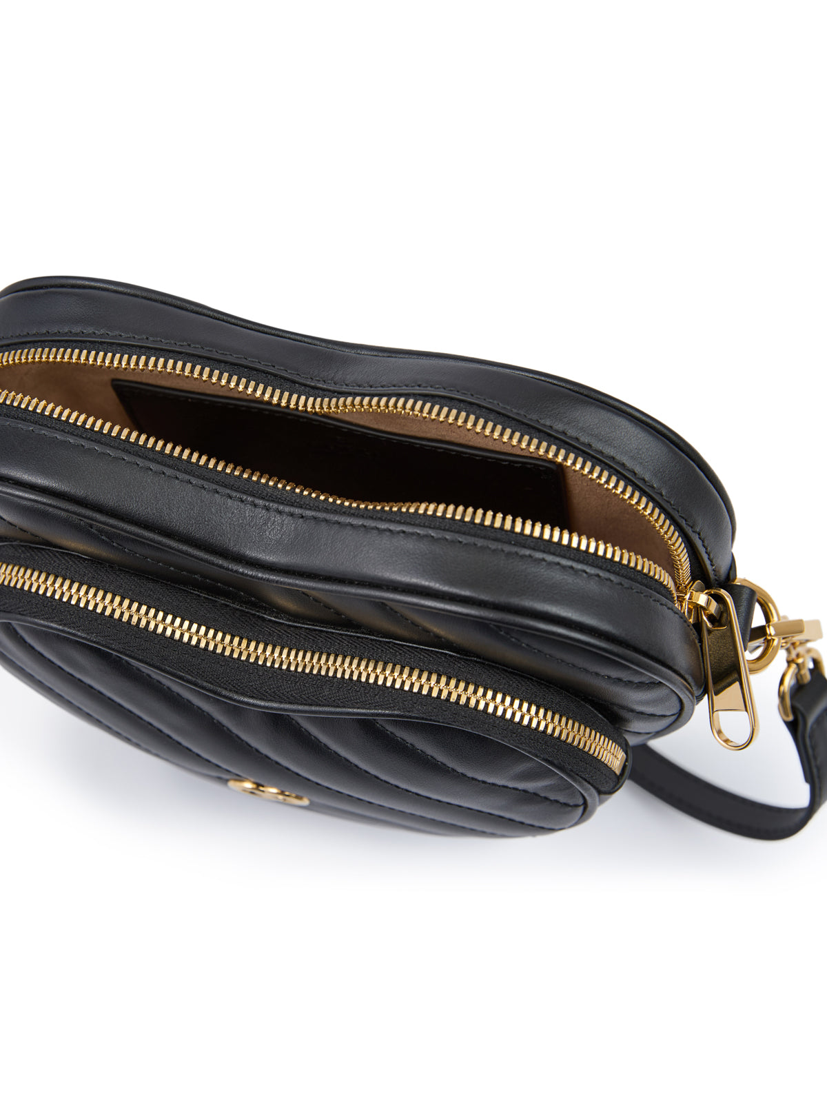 Geantă crossbody Gucci mini din piele neagră cu inimă