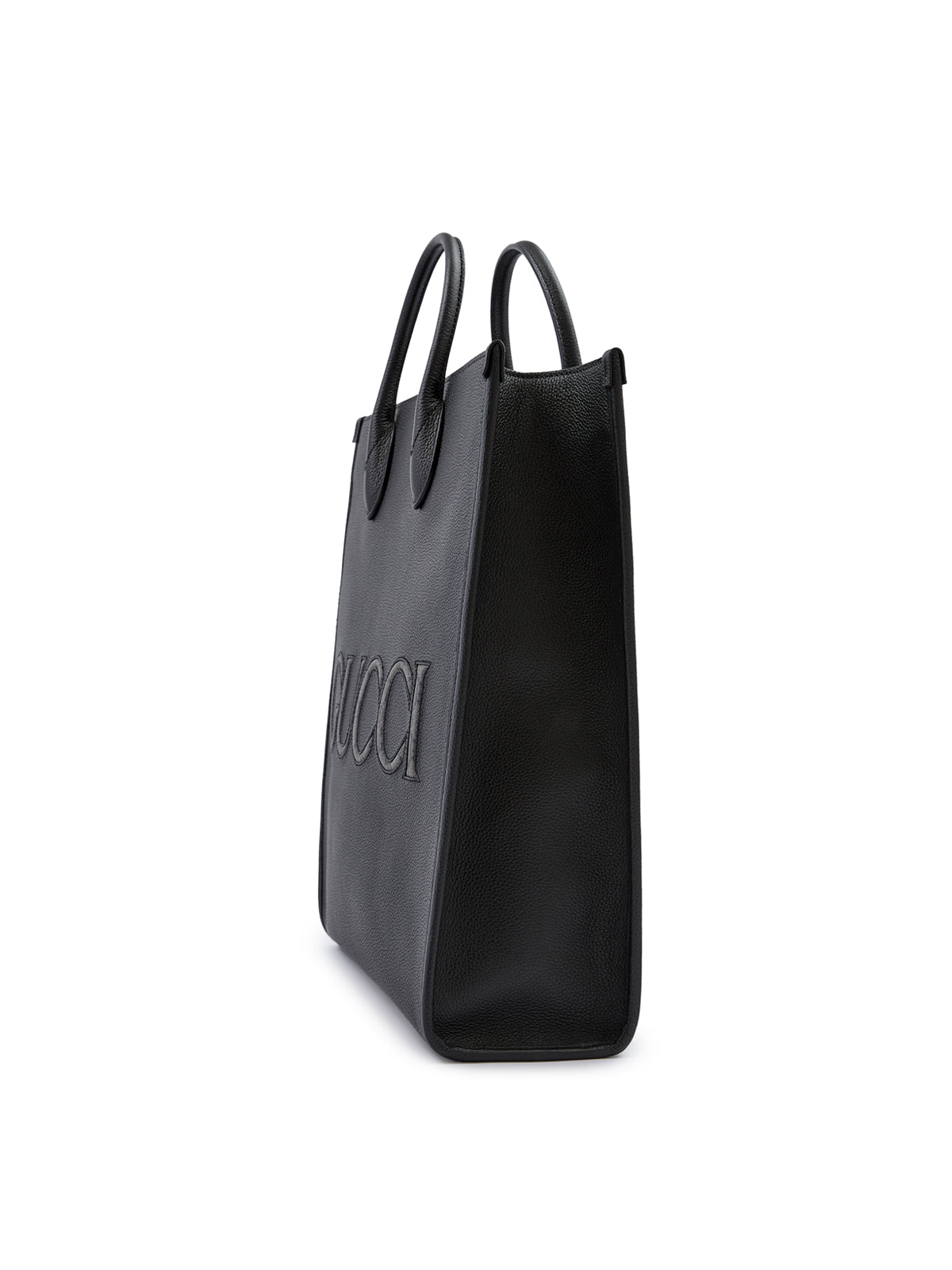 Geantă tote medie Gucci din piele neagră cu logo
