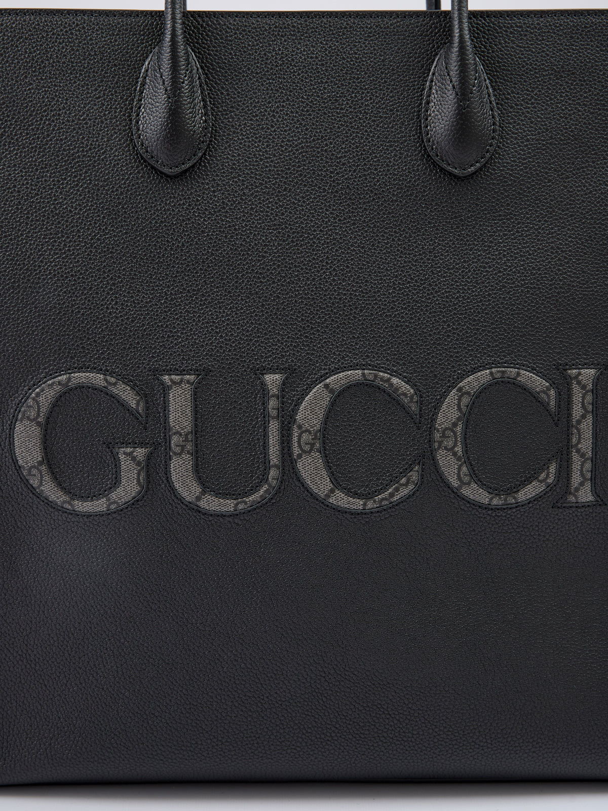 Geantă tote medie Gucci din piele neagră cu logo