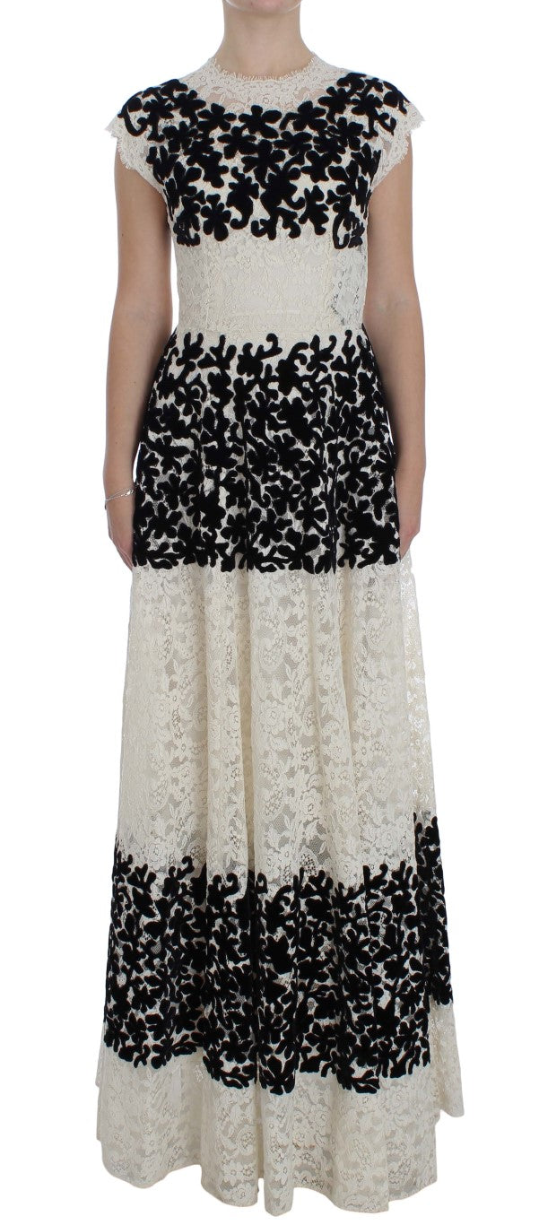 Dolce &amp; Gabbana Elegantes Maxikleid mit Flügelärmeln und Blumenspitze