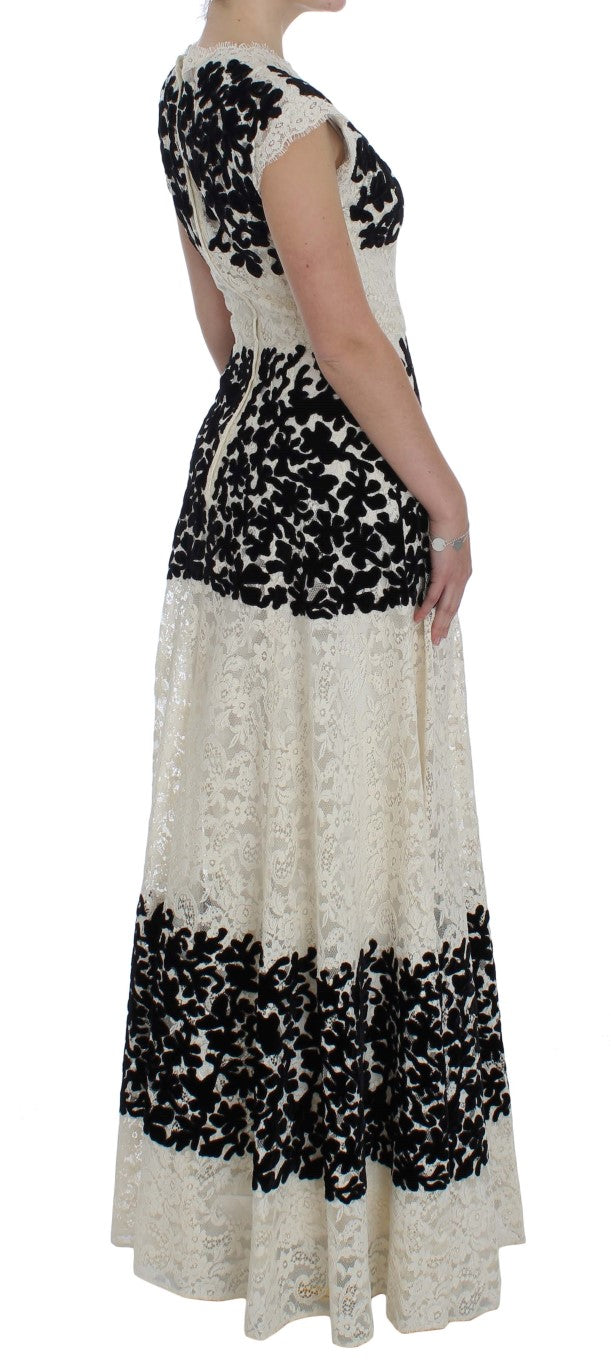 Dolce &amp; Gabbana Elegantes Maxikleid mit Flügelärmeln und Blumenspitze