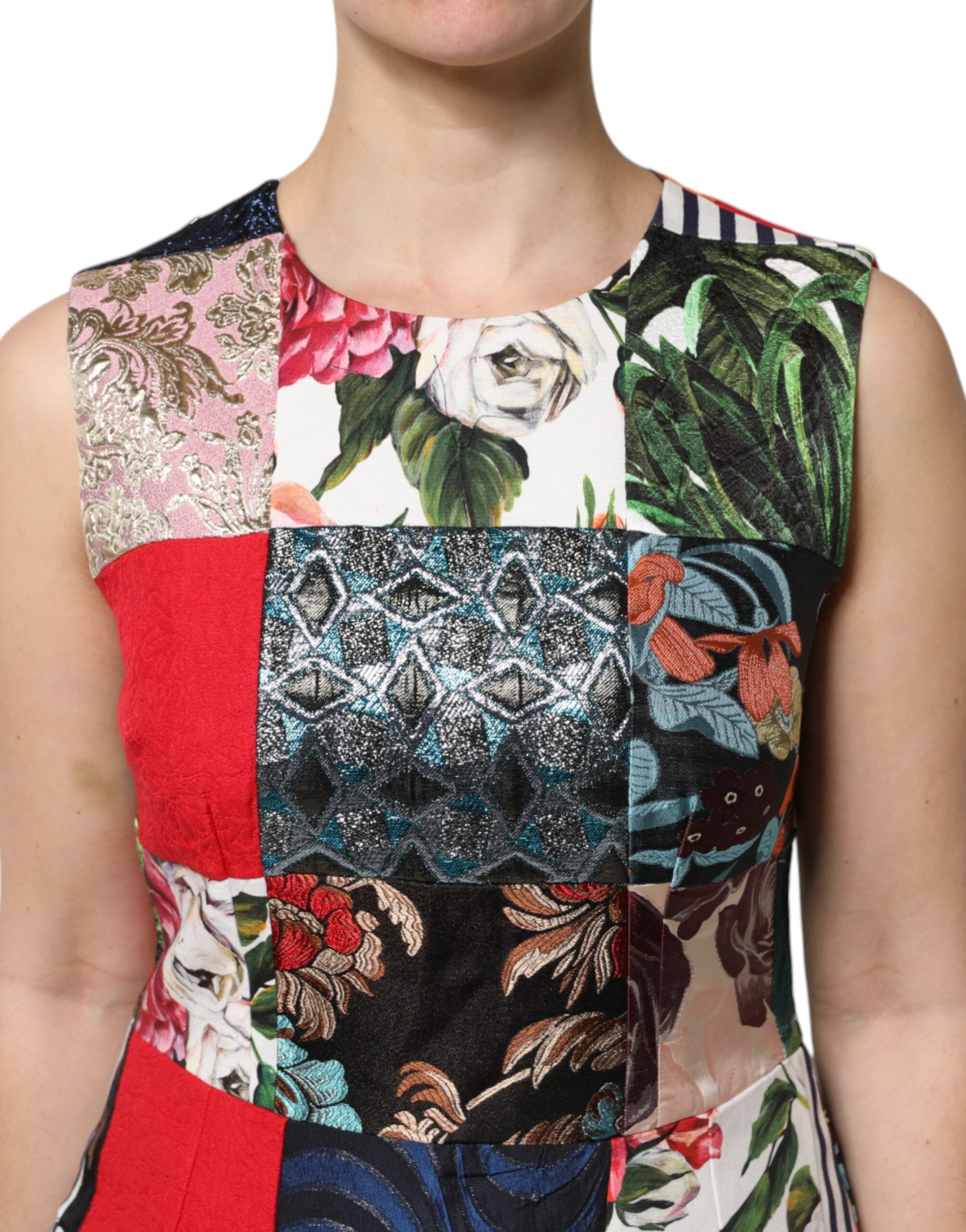 Rochie Dolce &amp; Gabbana cu imprimeu pețio multicolor, fără mâneci