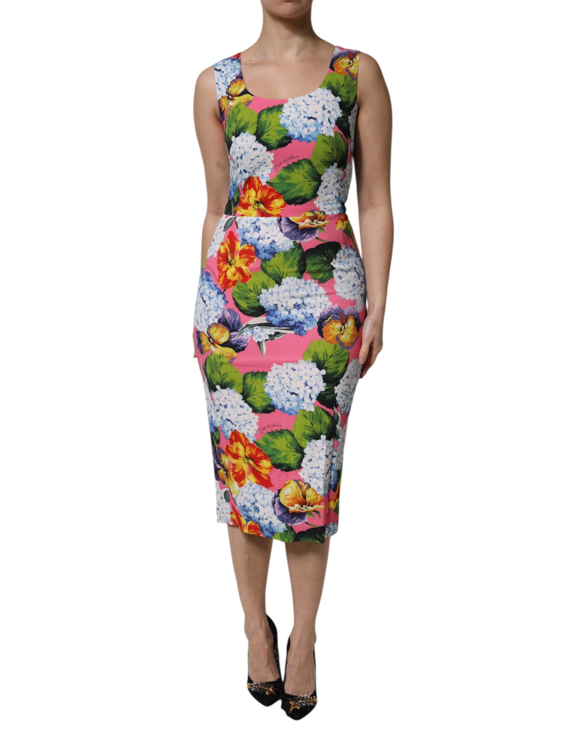 Rochie Dolce &amp; Gabbana cu imprimeu floral multicolor, fără mâneci